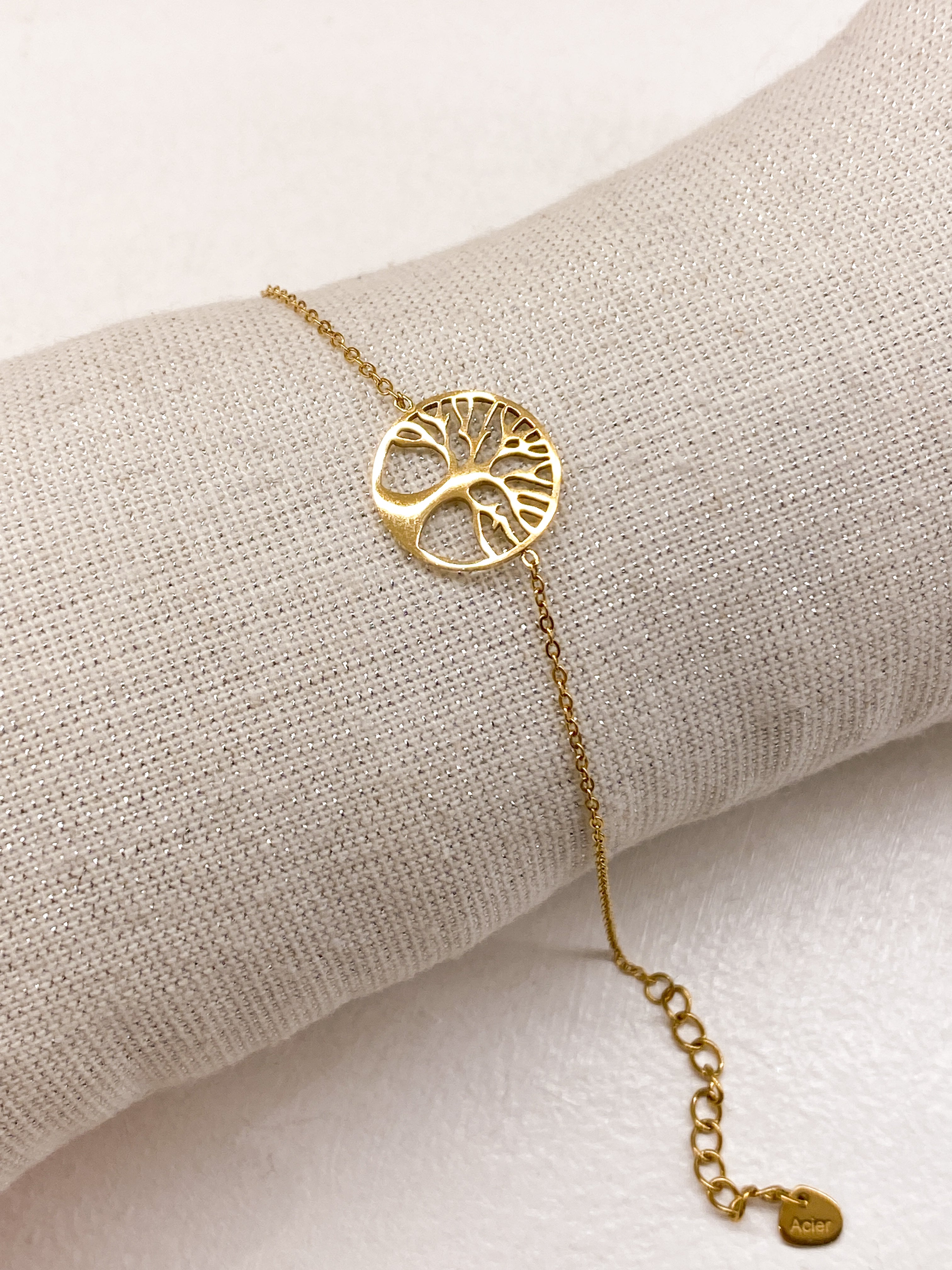 Bracelet arbre de vie en acier inoxydable doré ou argenté