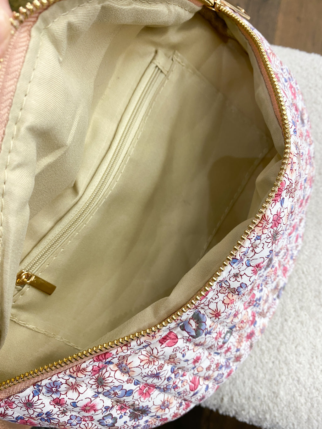 Sac banane en coton côtelé imprimé à motifs floraux