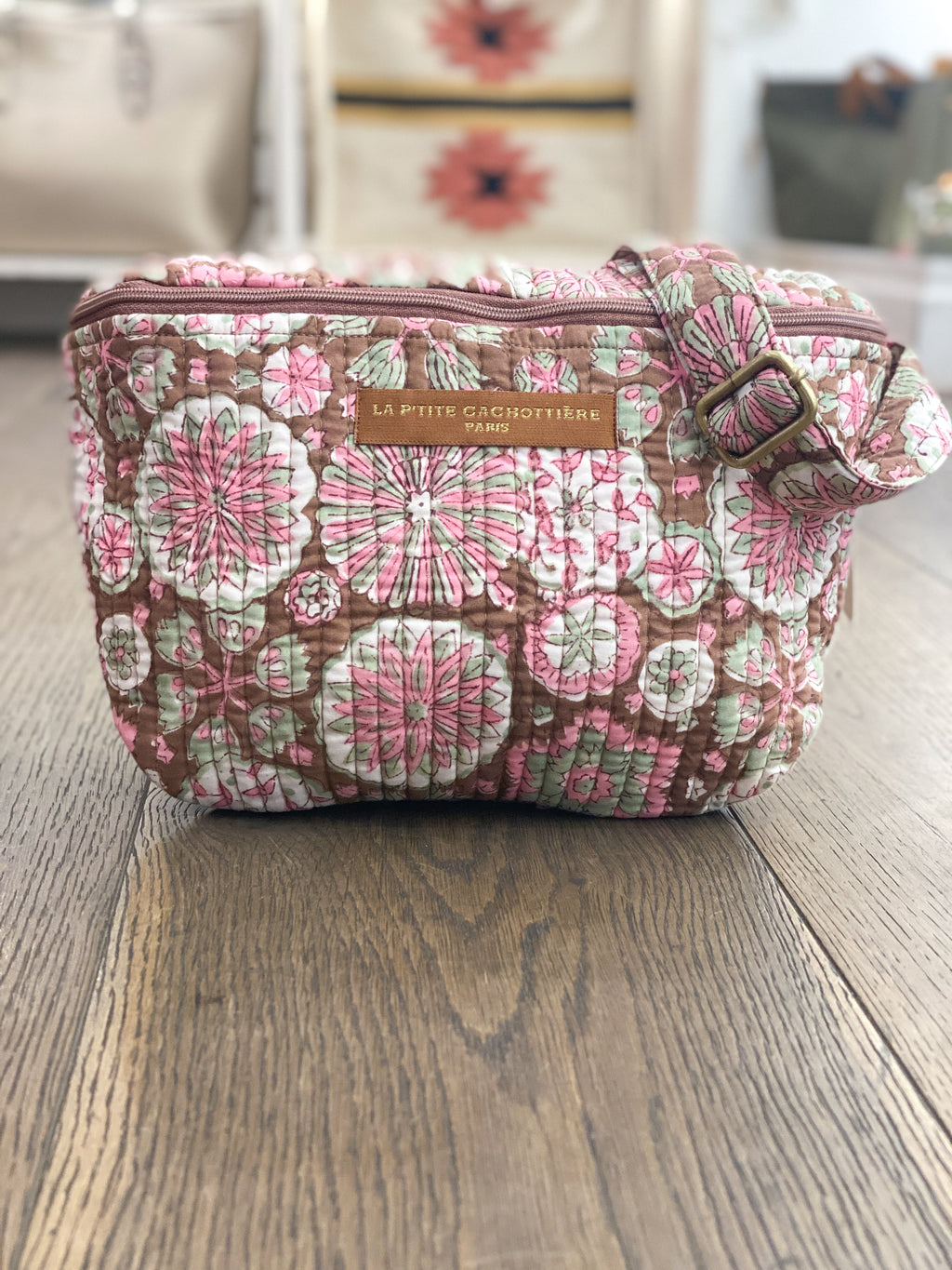 Sac banane fleuri en coton côtelé La Petite Cachottière