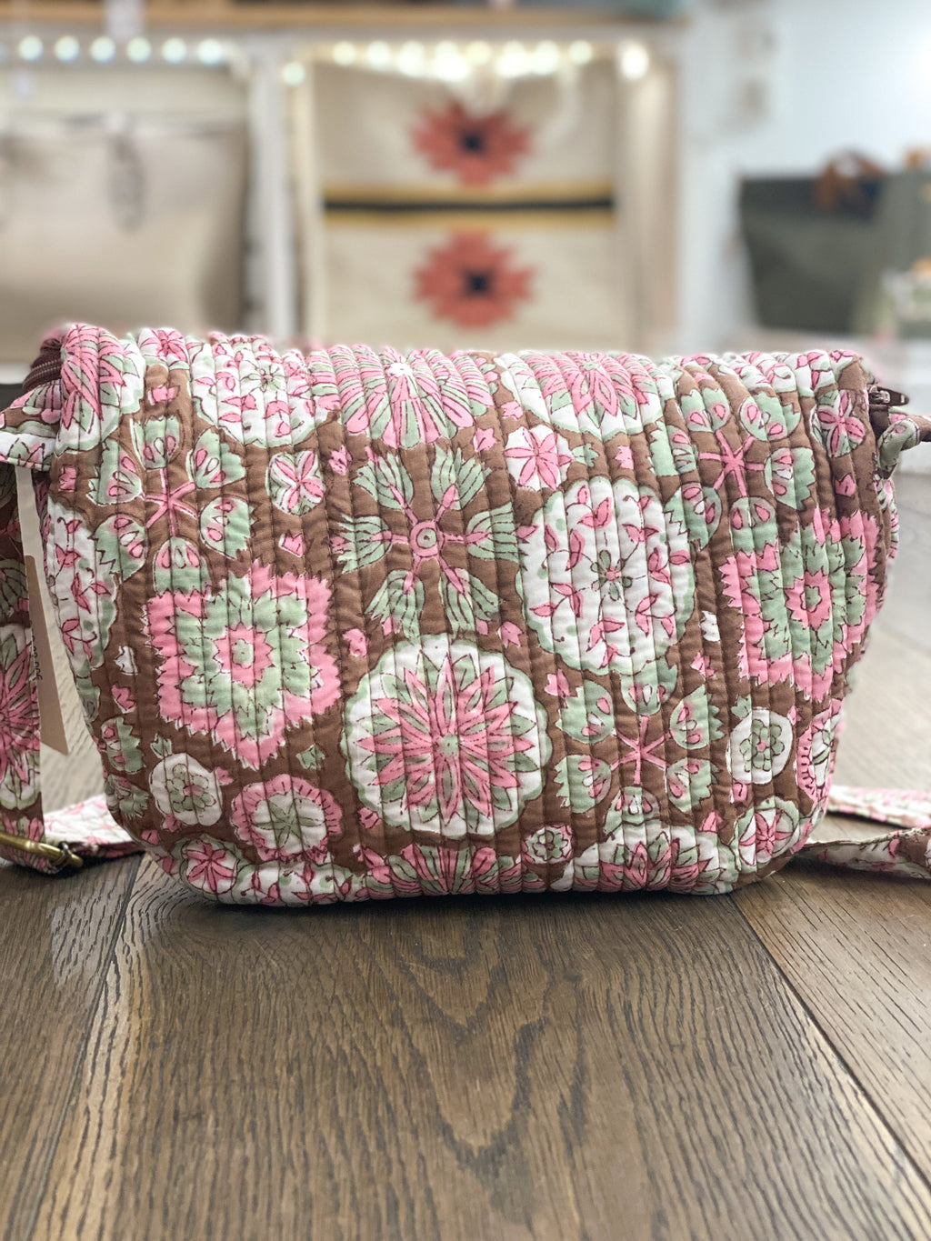 Sac banane fleuri en coton côtelé La Petite Cachottière