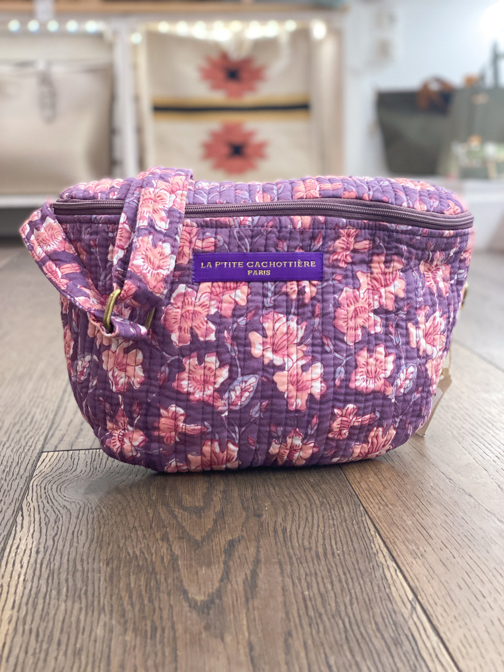 Sac banane fleuri en coton côtelé La Petite Cachottière