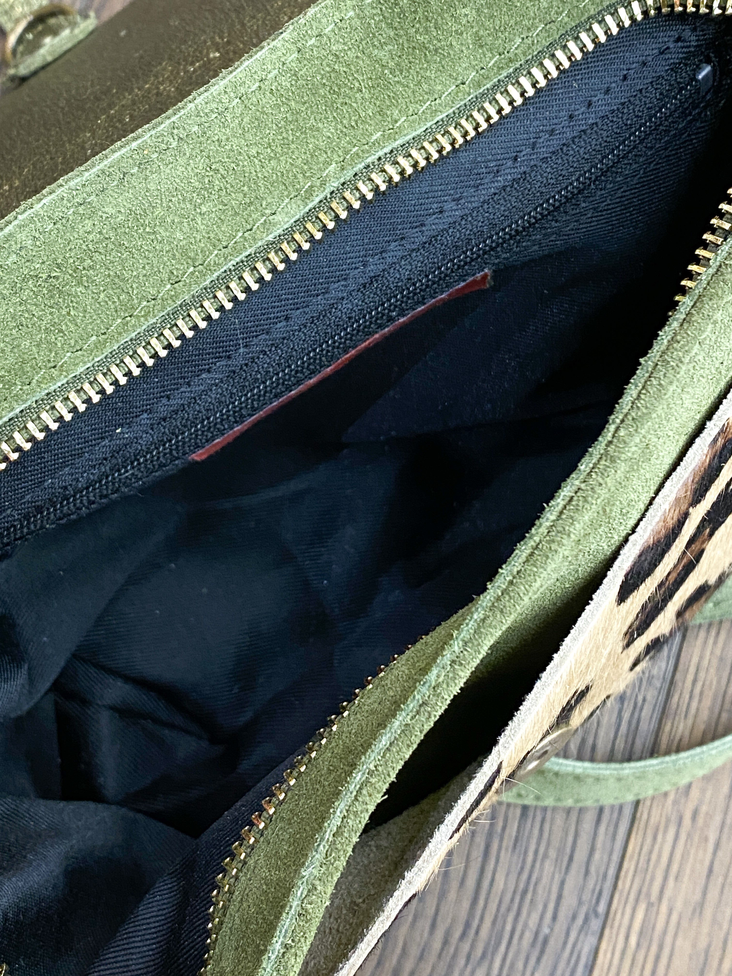 Sac bandoulière en cuir avec pochette léopard