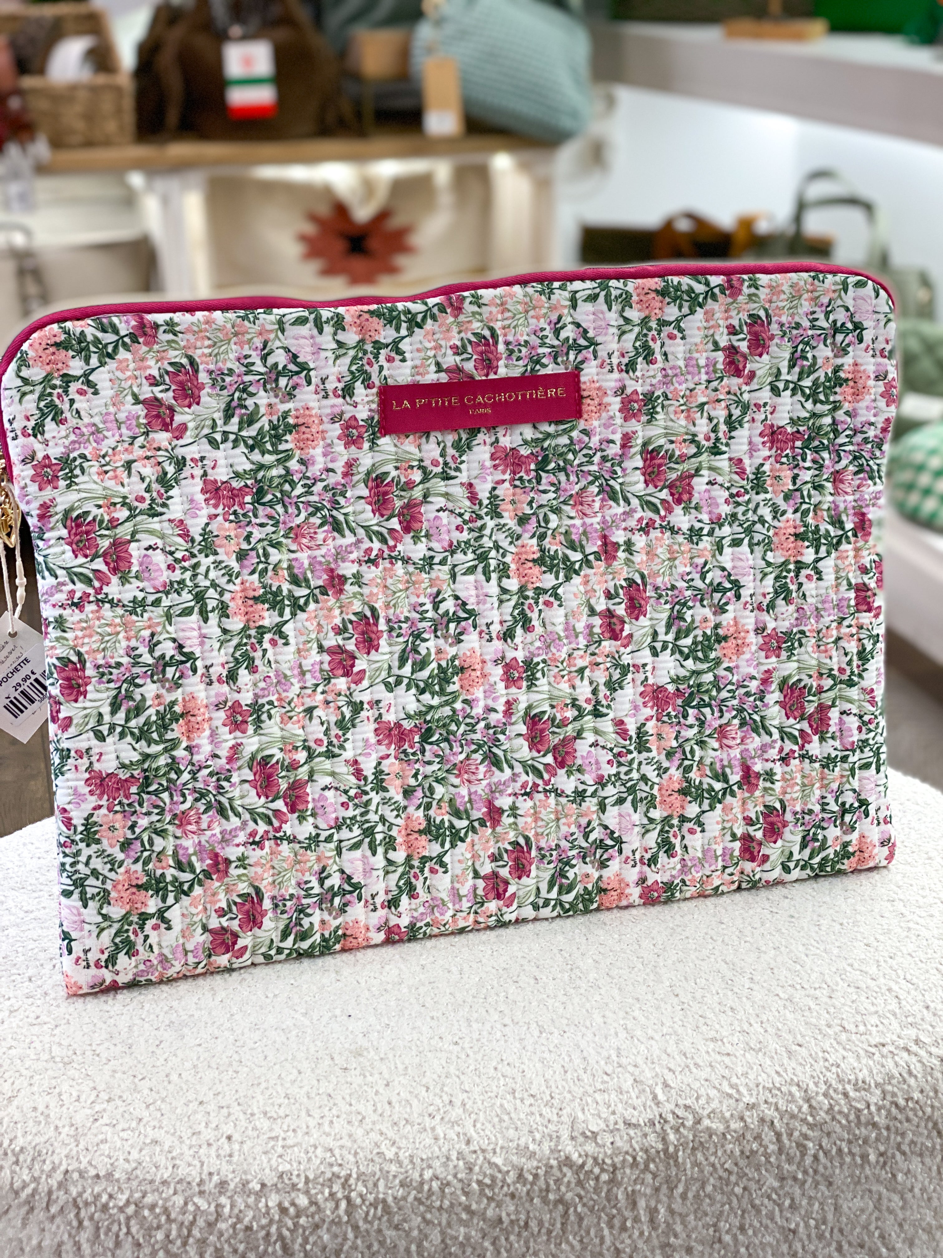 Pochette ordinateur fleurie La P’tite Cachottière