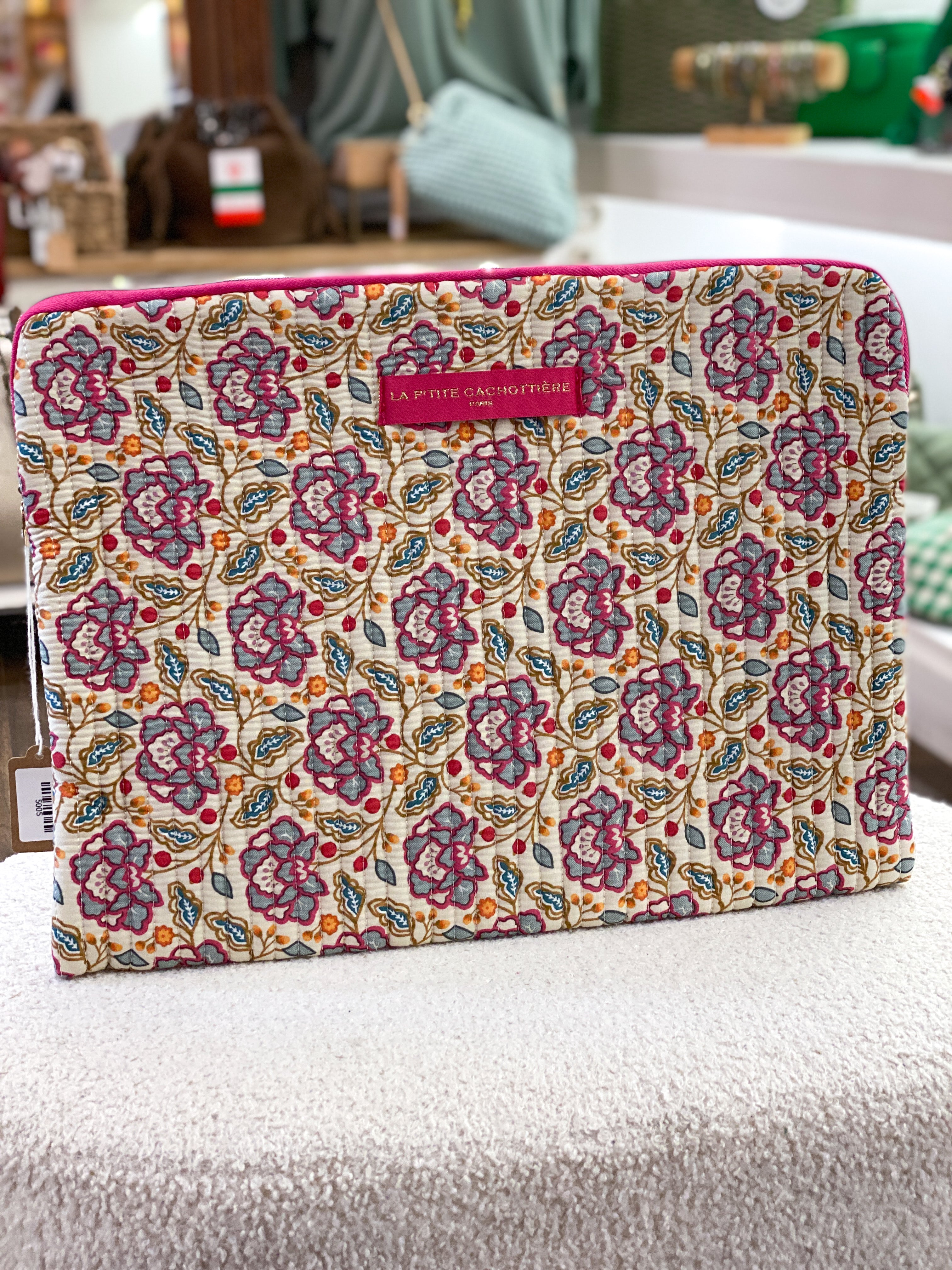 Pochette ordinateur fleurie La P’tite Cachottière