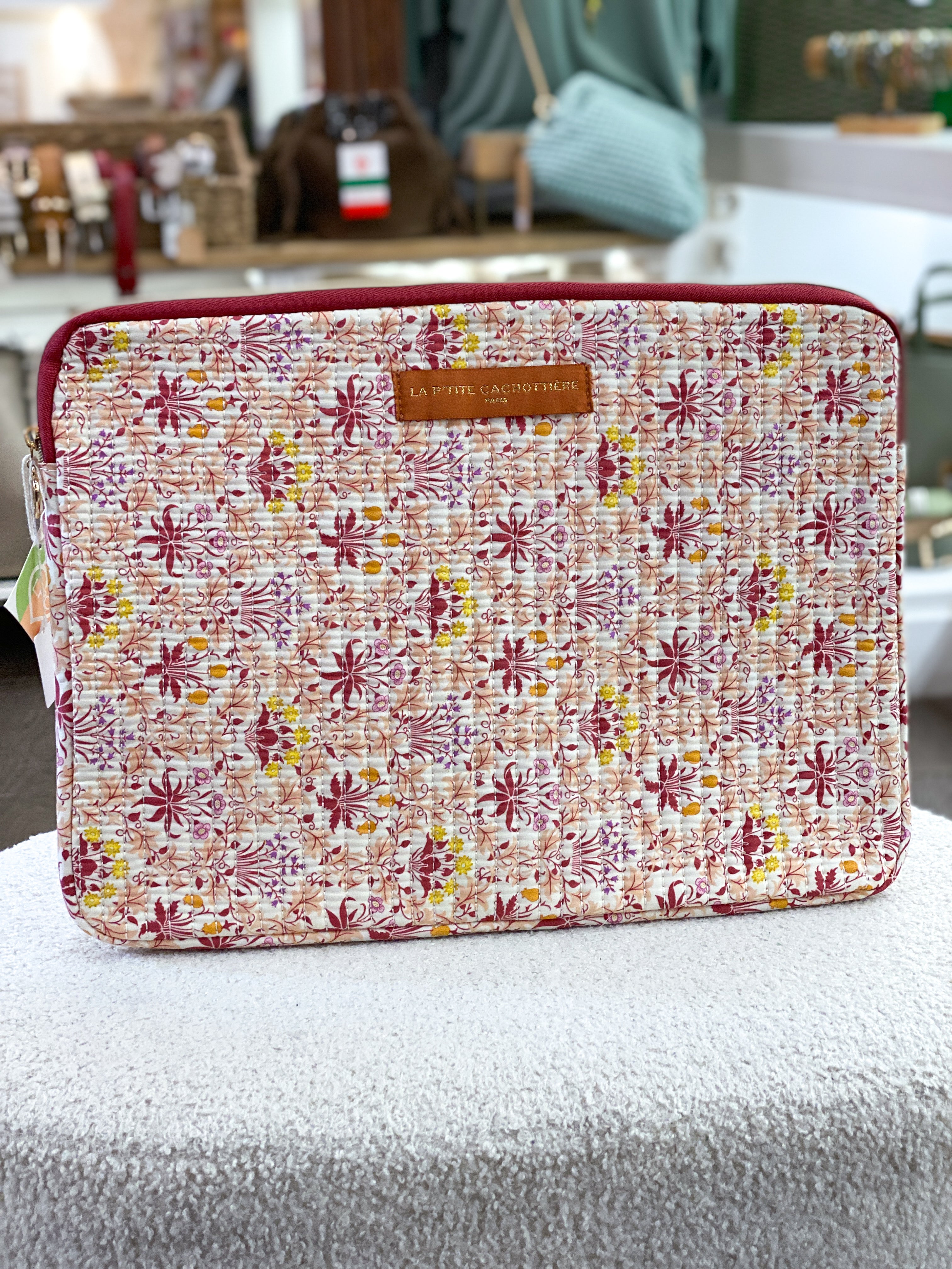Pochette ordinateur fleurie La P’tite Cachottière