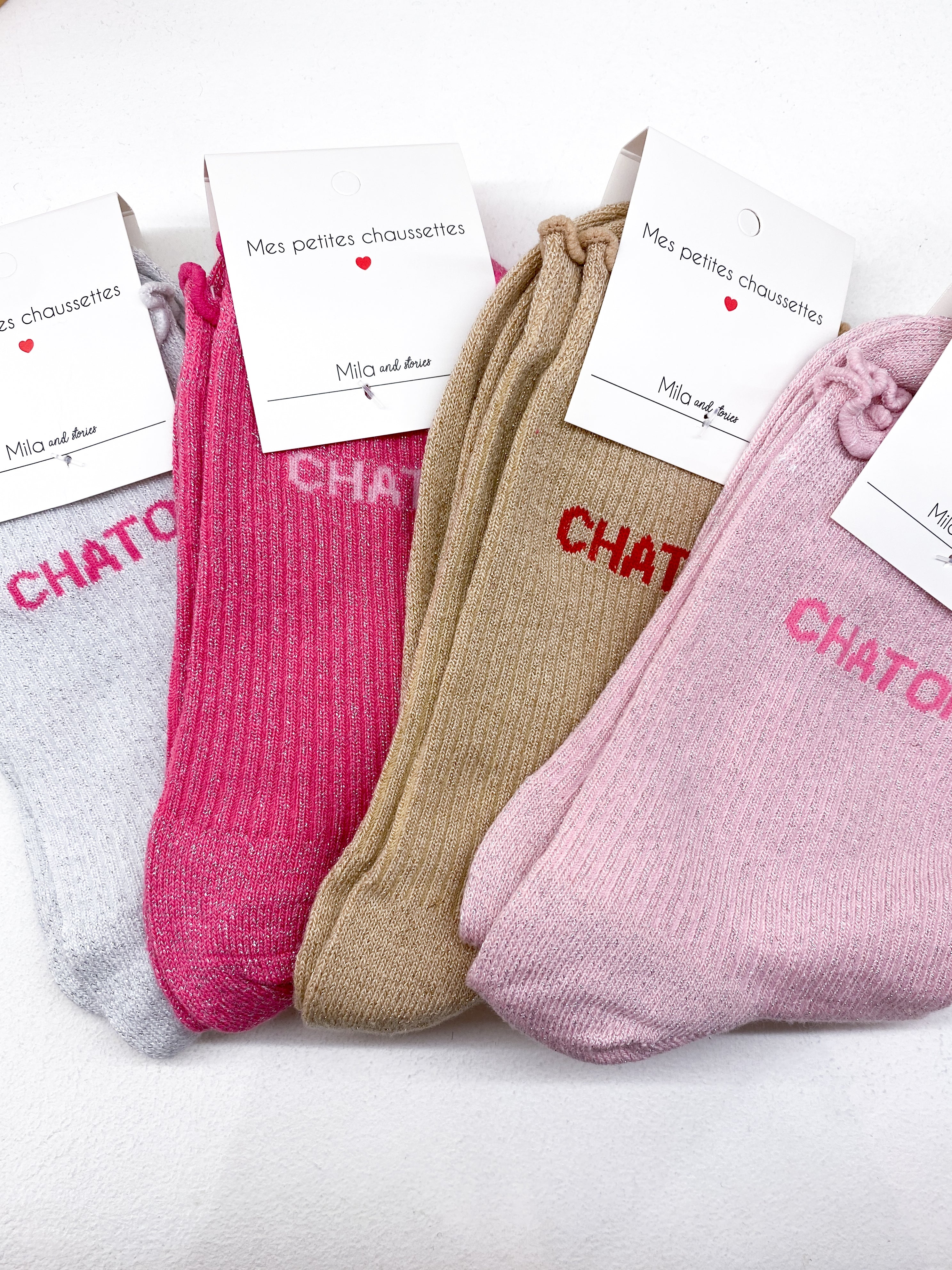 Chaussettes à messages scintillantes «Chaton»