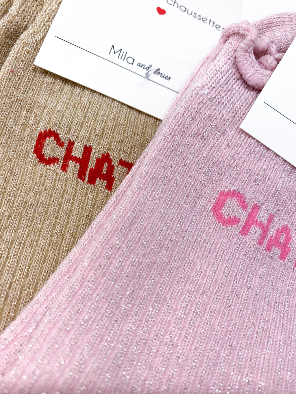 Chaussettes à messages scintillantes «Chaton»