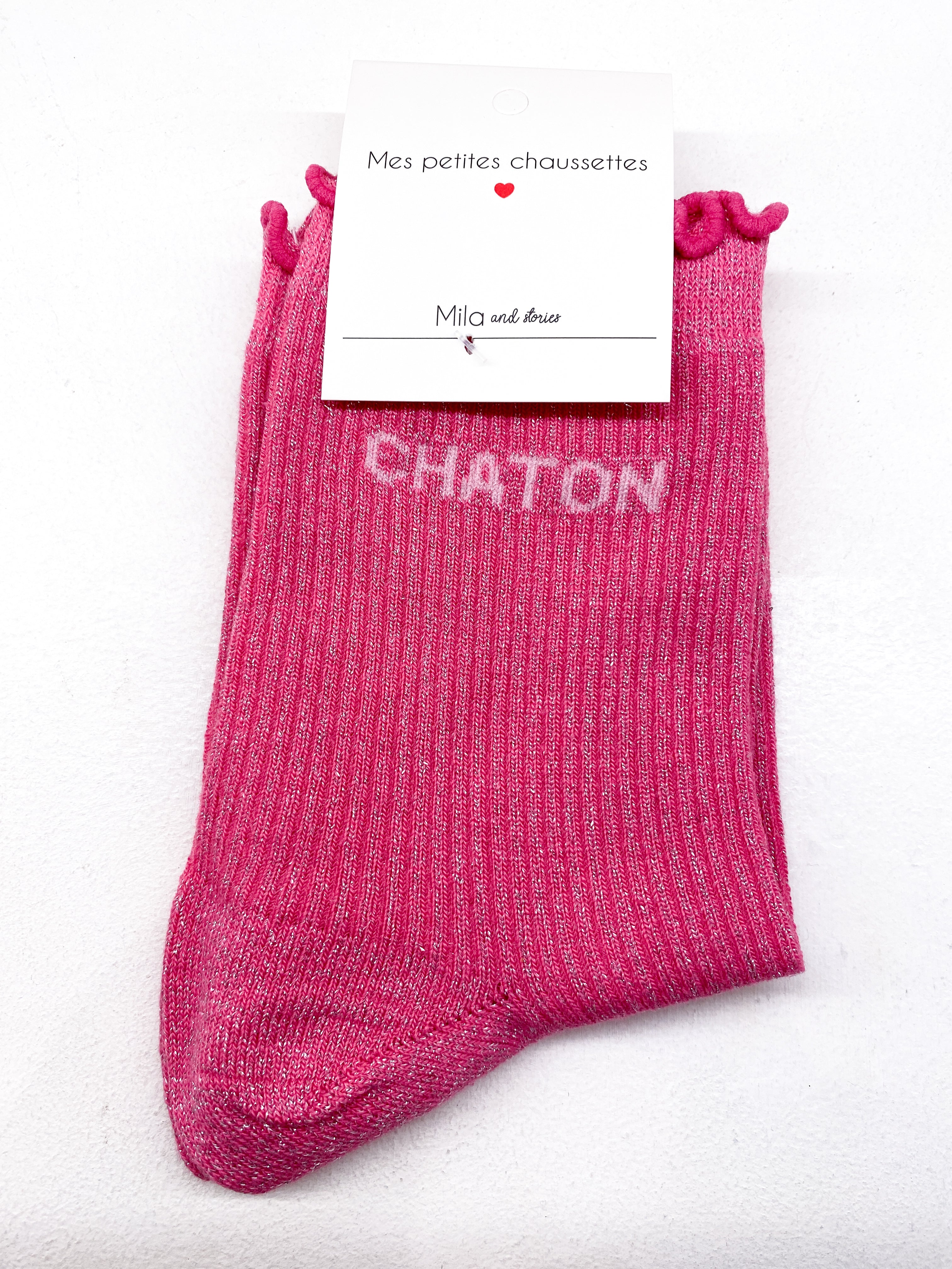 Chaussettes à messages scintillantes «Chaton»