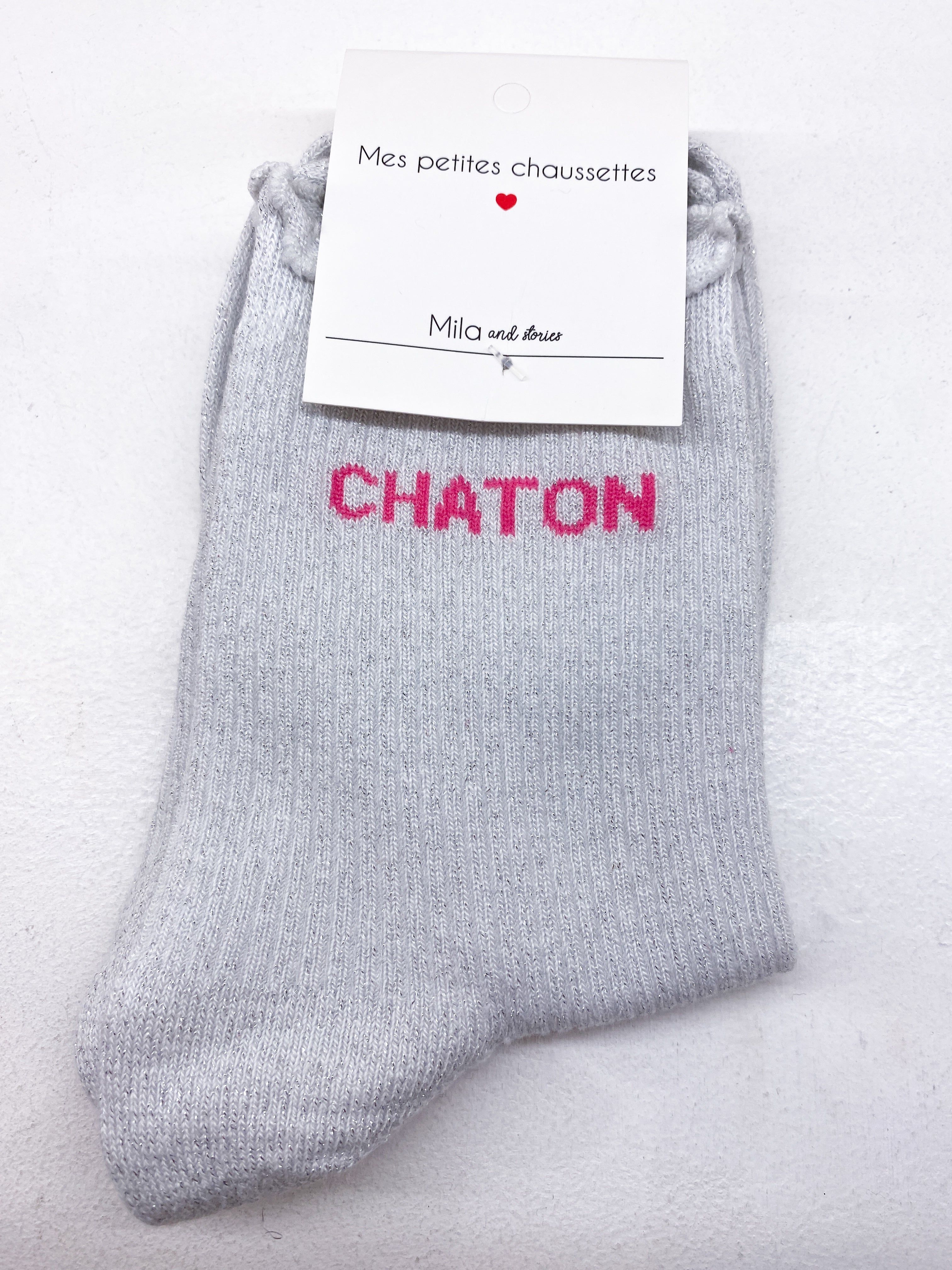 Chaussettes à messages scintillantes «Chaton»