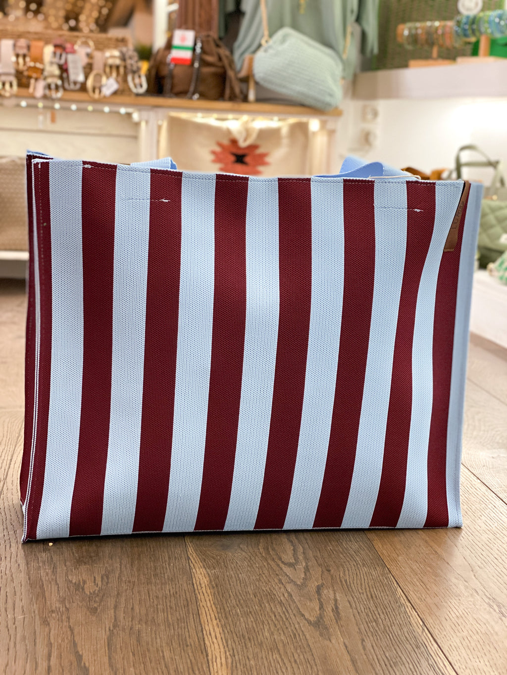 Sac cabas femme rayé grand format
