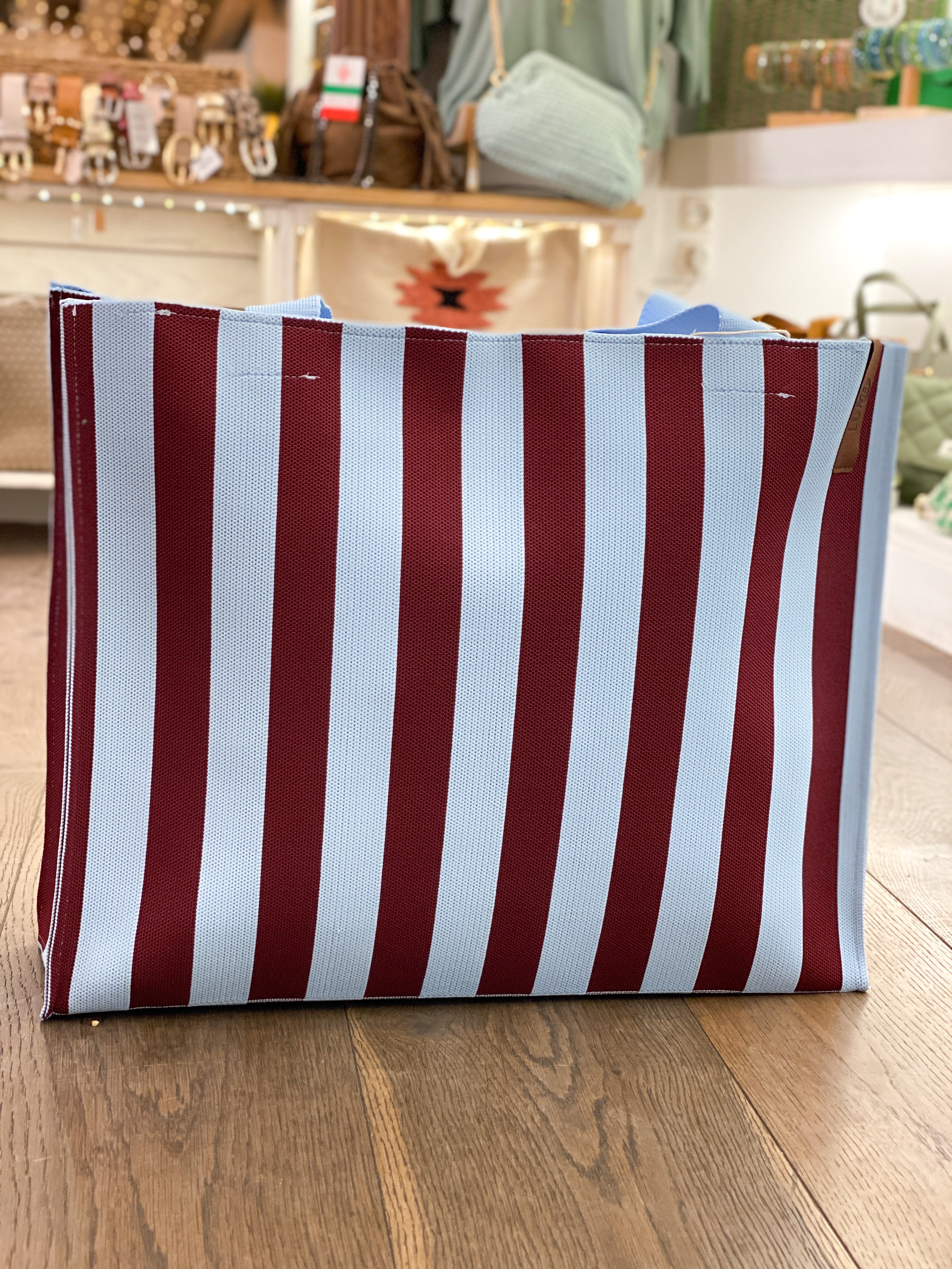 Sac cabas femme rayé grand format