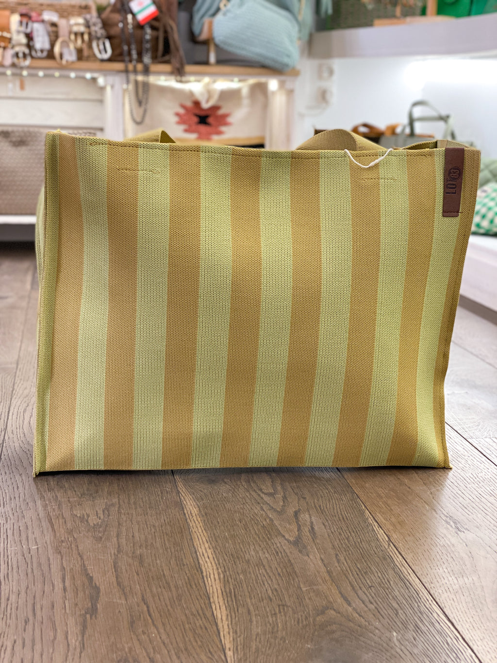 Sac cabas femme rayé grand format