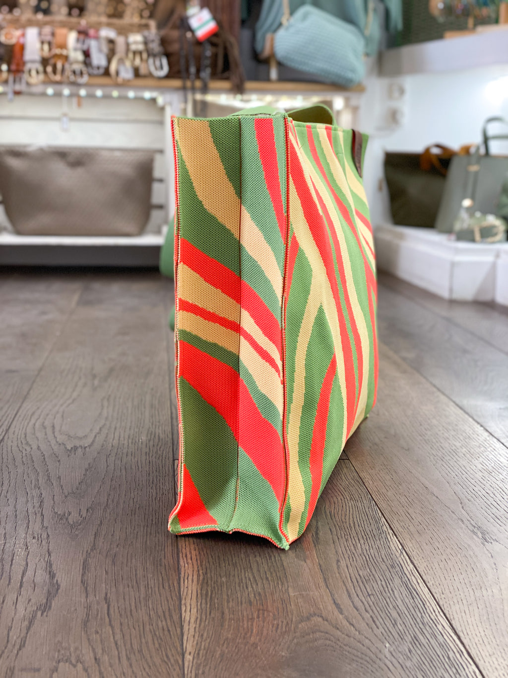 Grand sac femme estival lignes multicolores