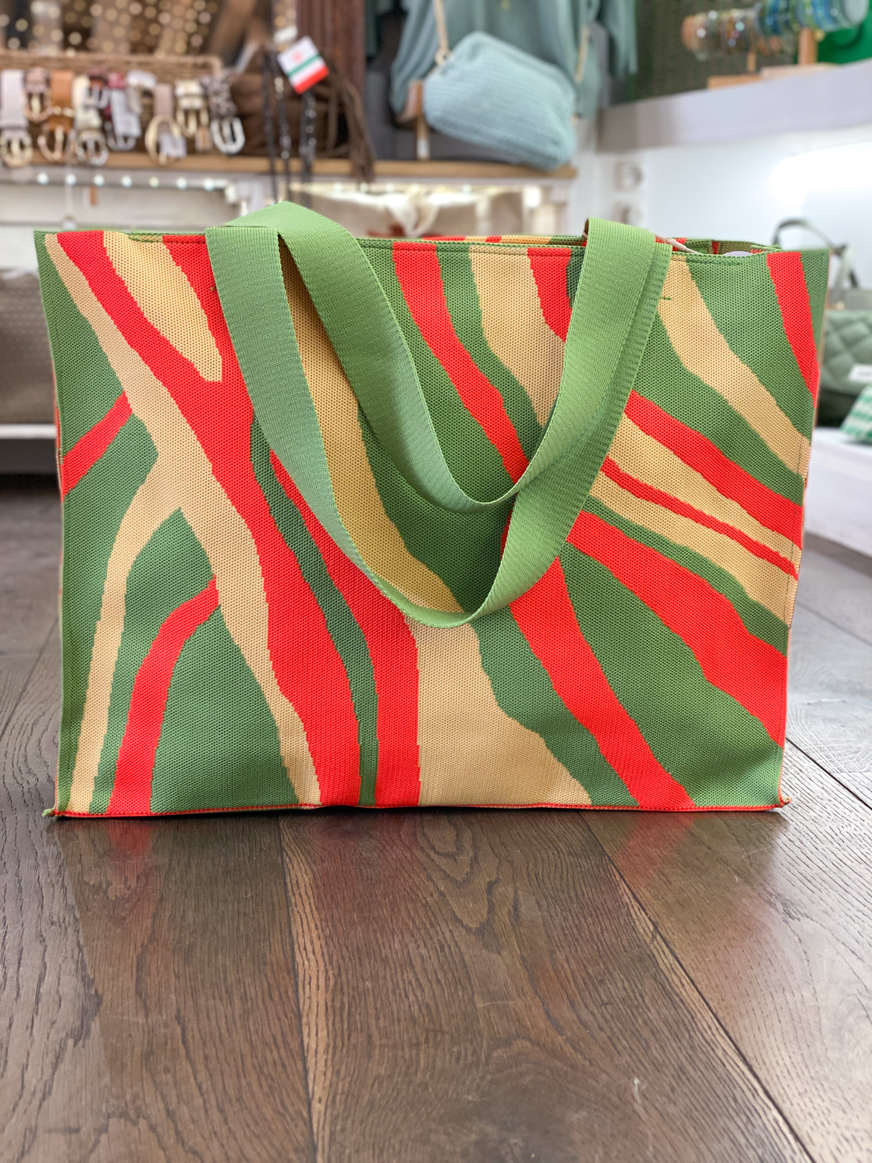 Grand sac femme estival lignes multicolores