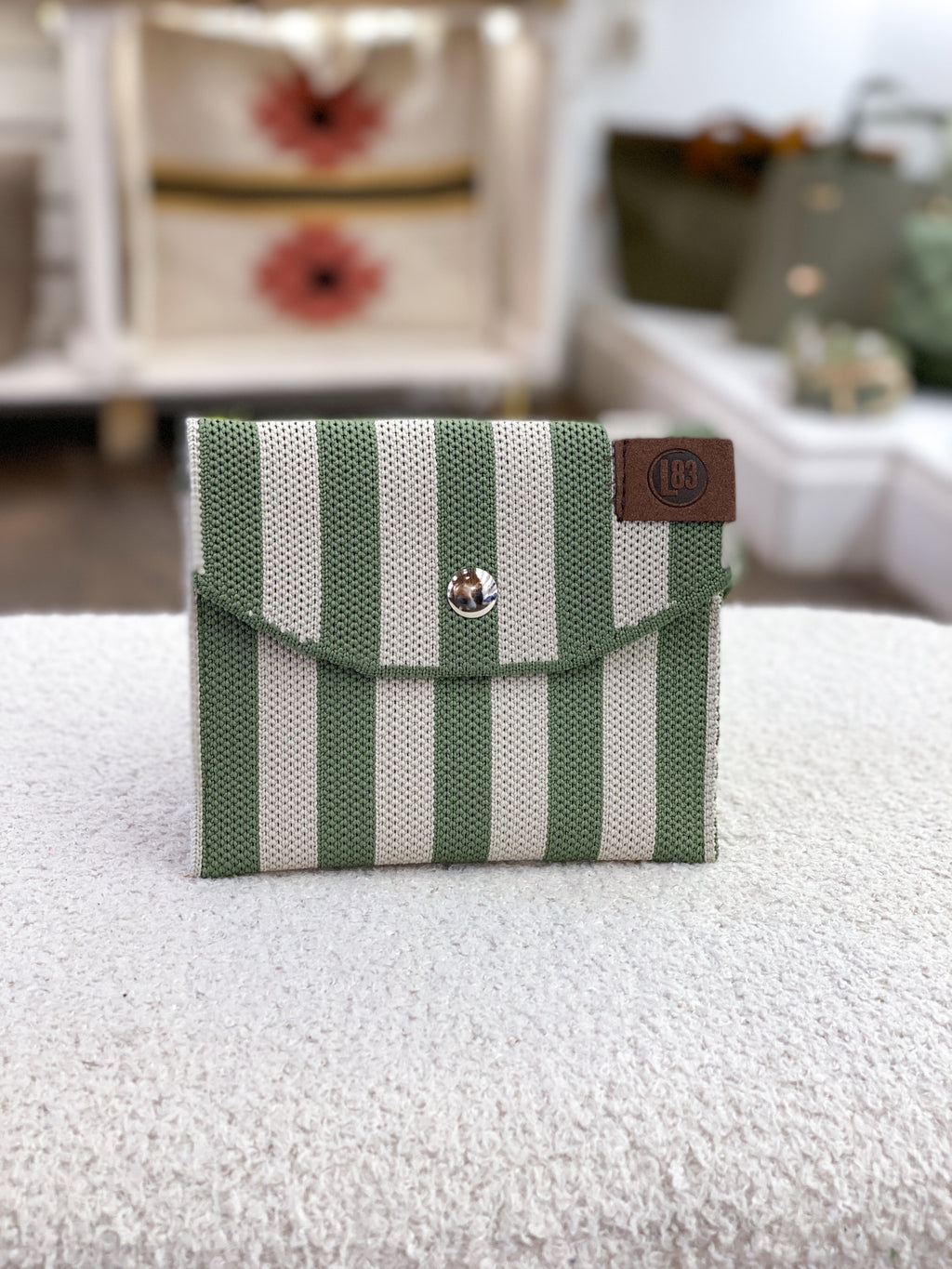Porte-monnaie carré femme rayé compact