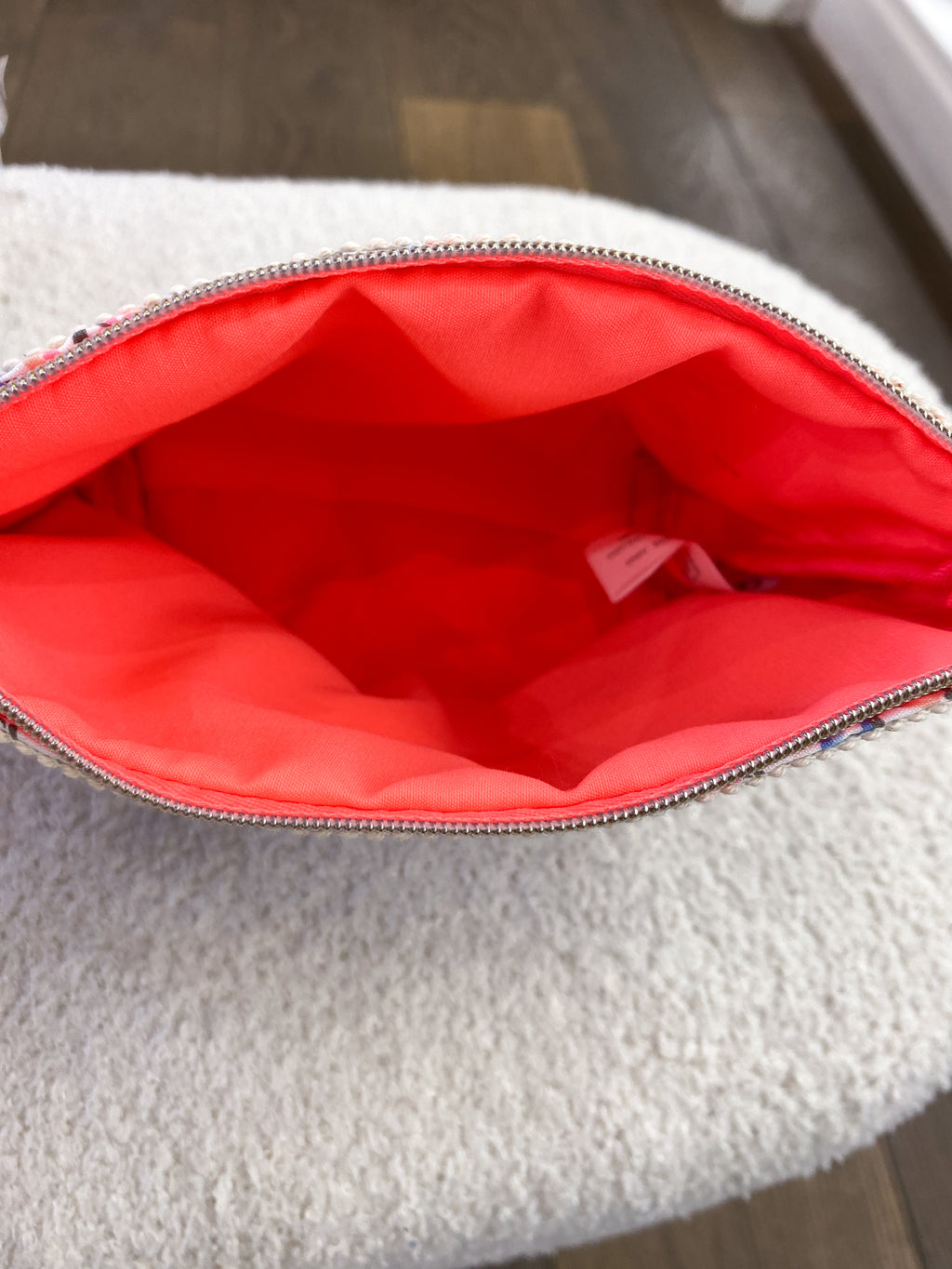 Pochette en coton zippée fleurie avec dentelle