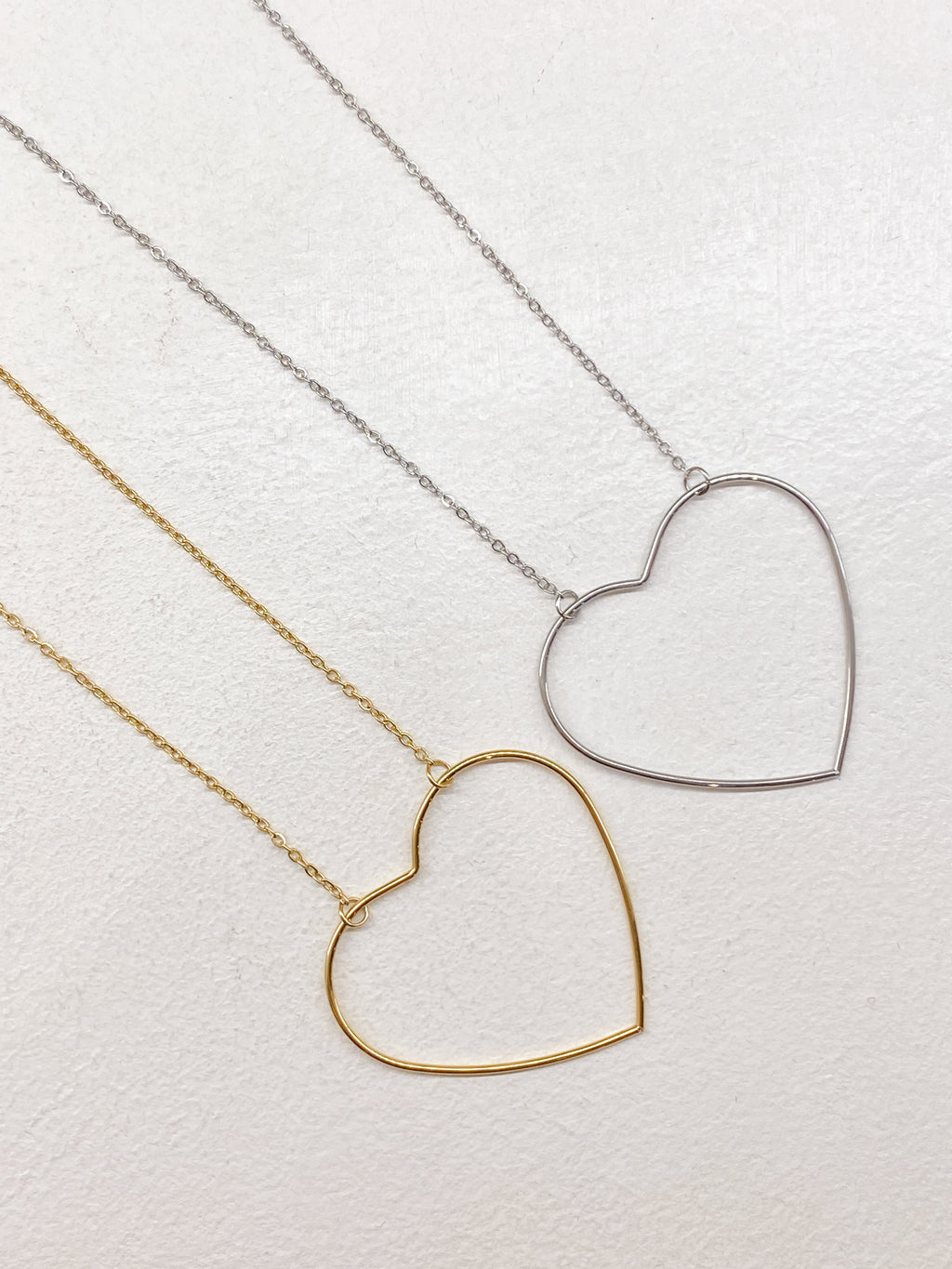 Collier femme grand cœur en acier inoxydable