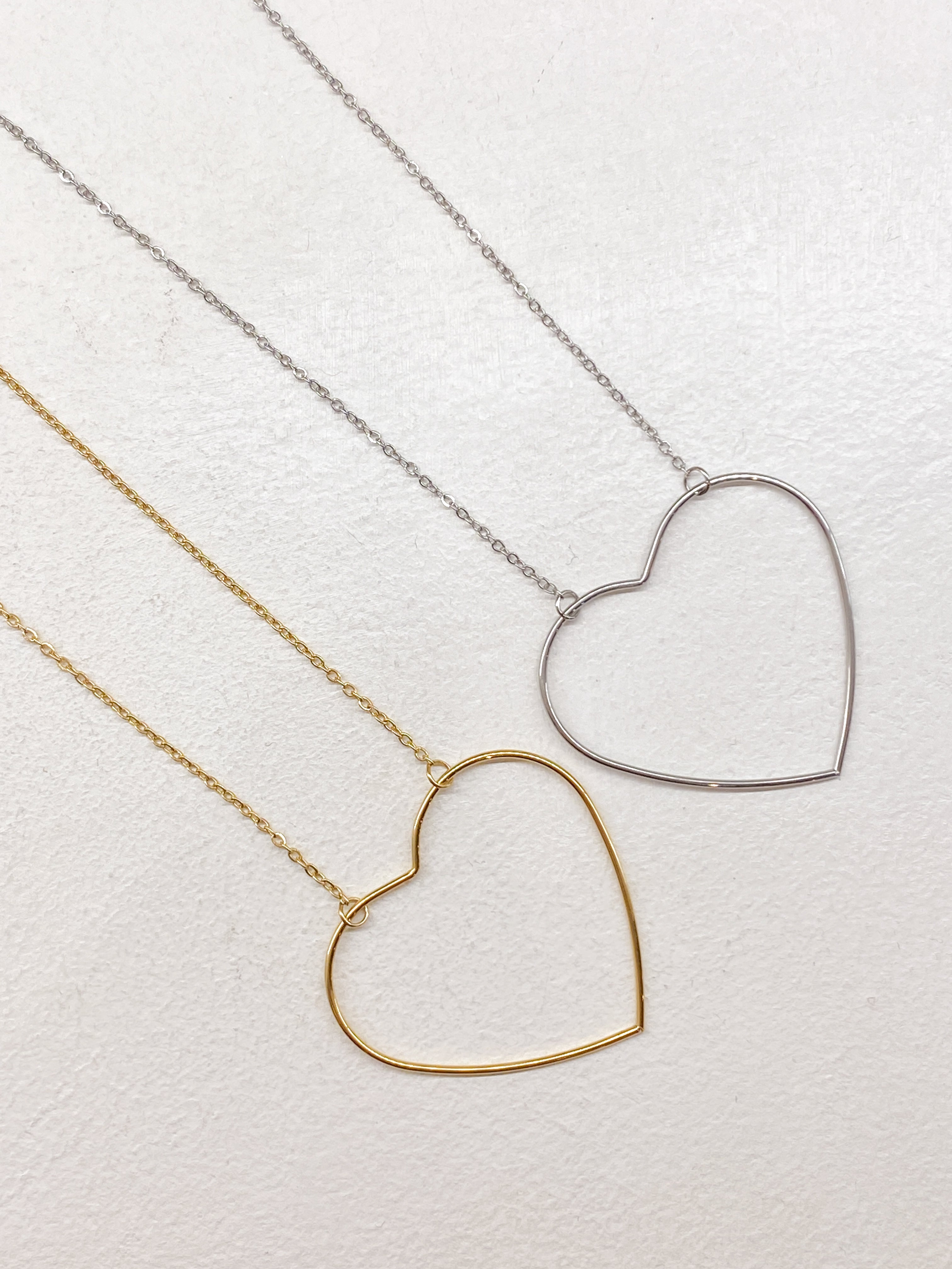 Collier femme grand cœur en acier inoxydable