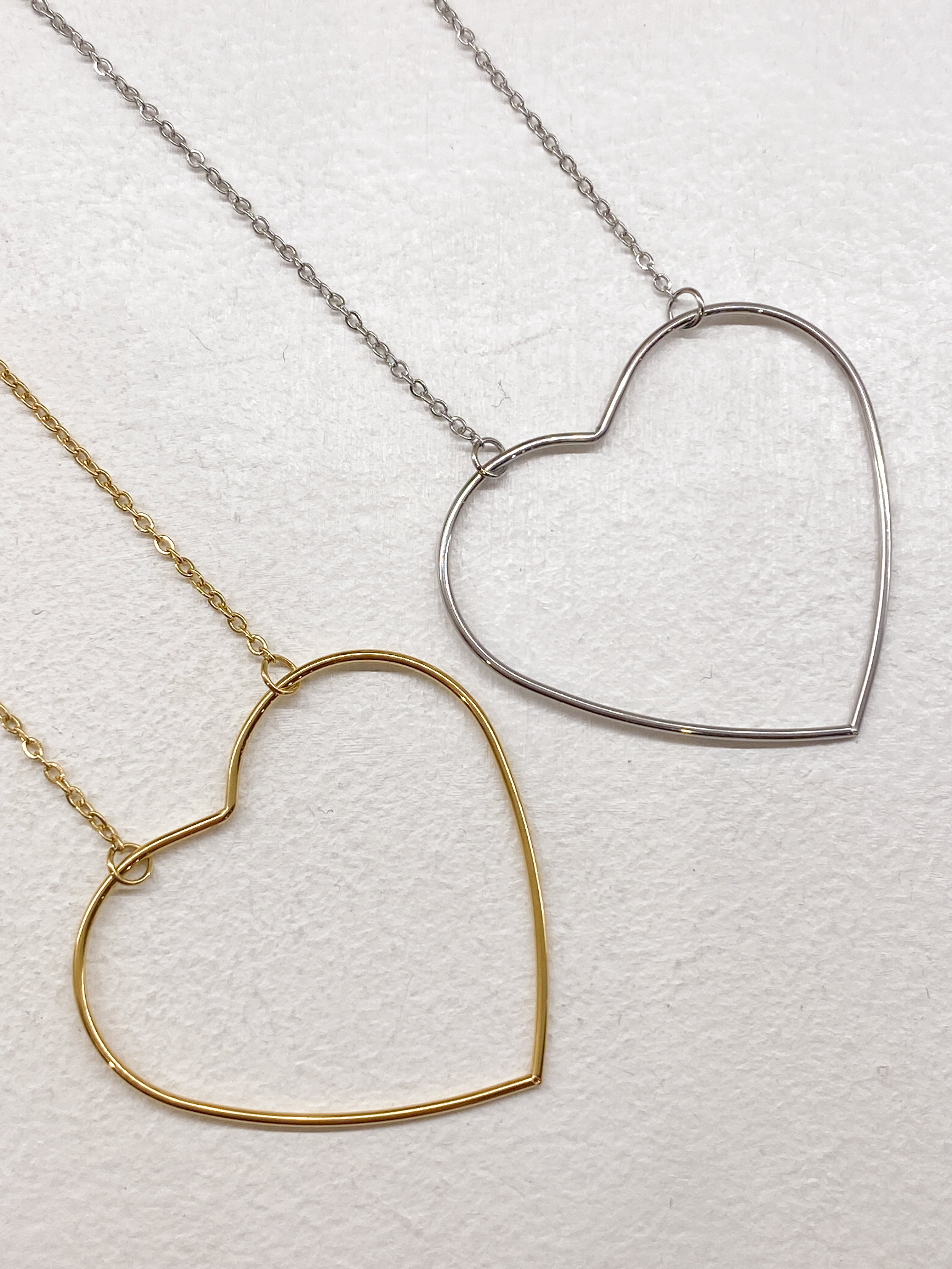 Collier femme grand cœur en acier inoxydable