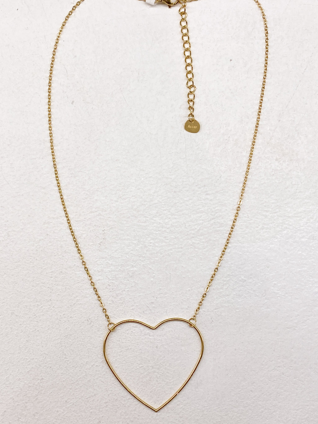 Collier femme grand cœur en acier inoxydable