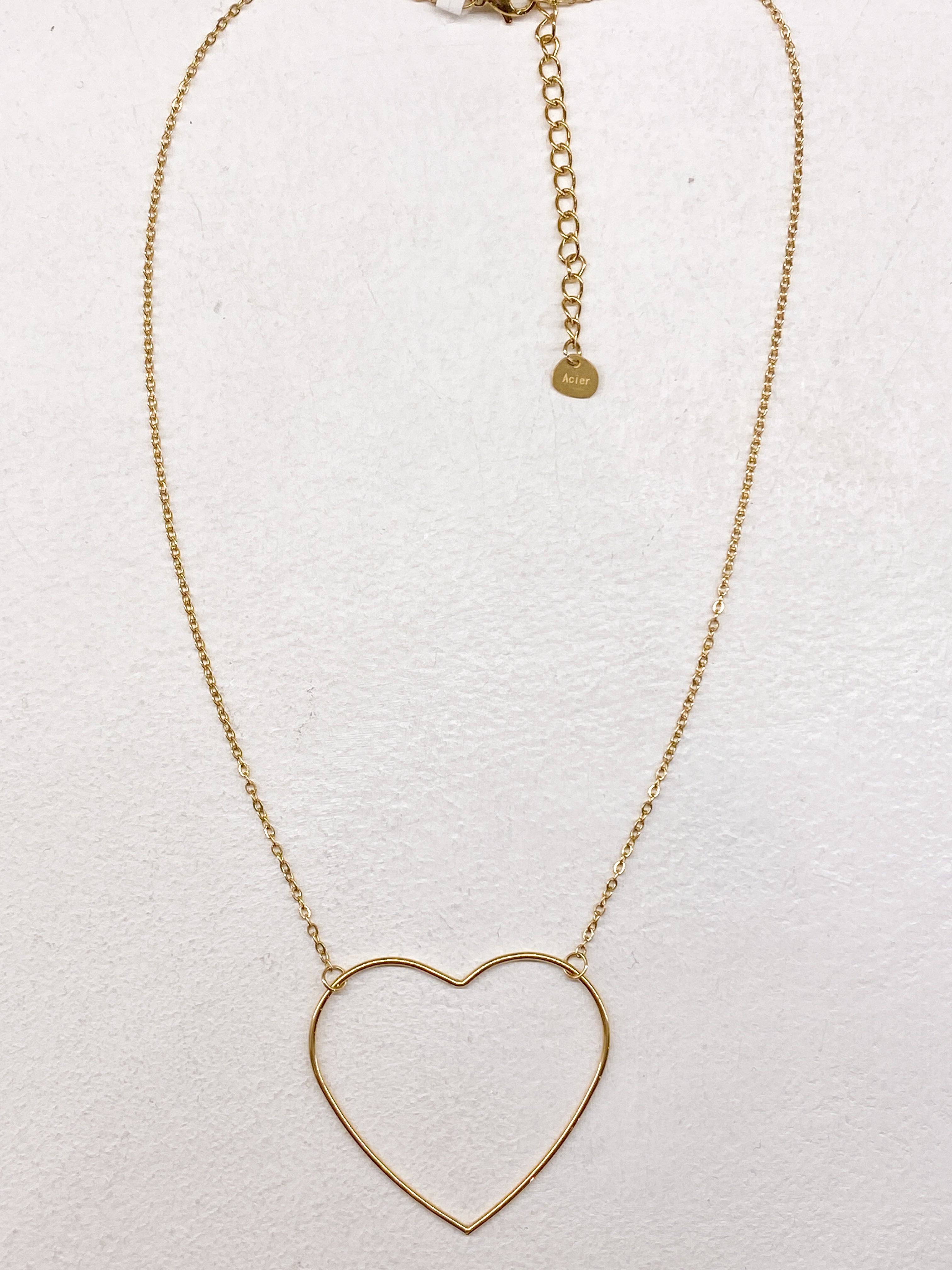 Collier femme grand cœur en acier inoxydable