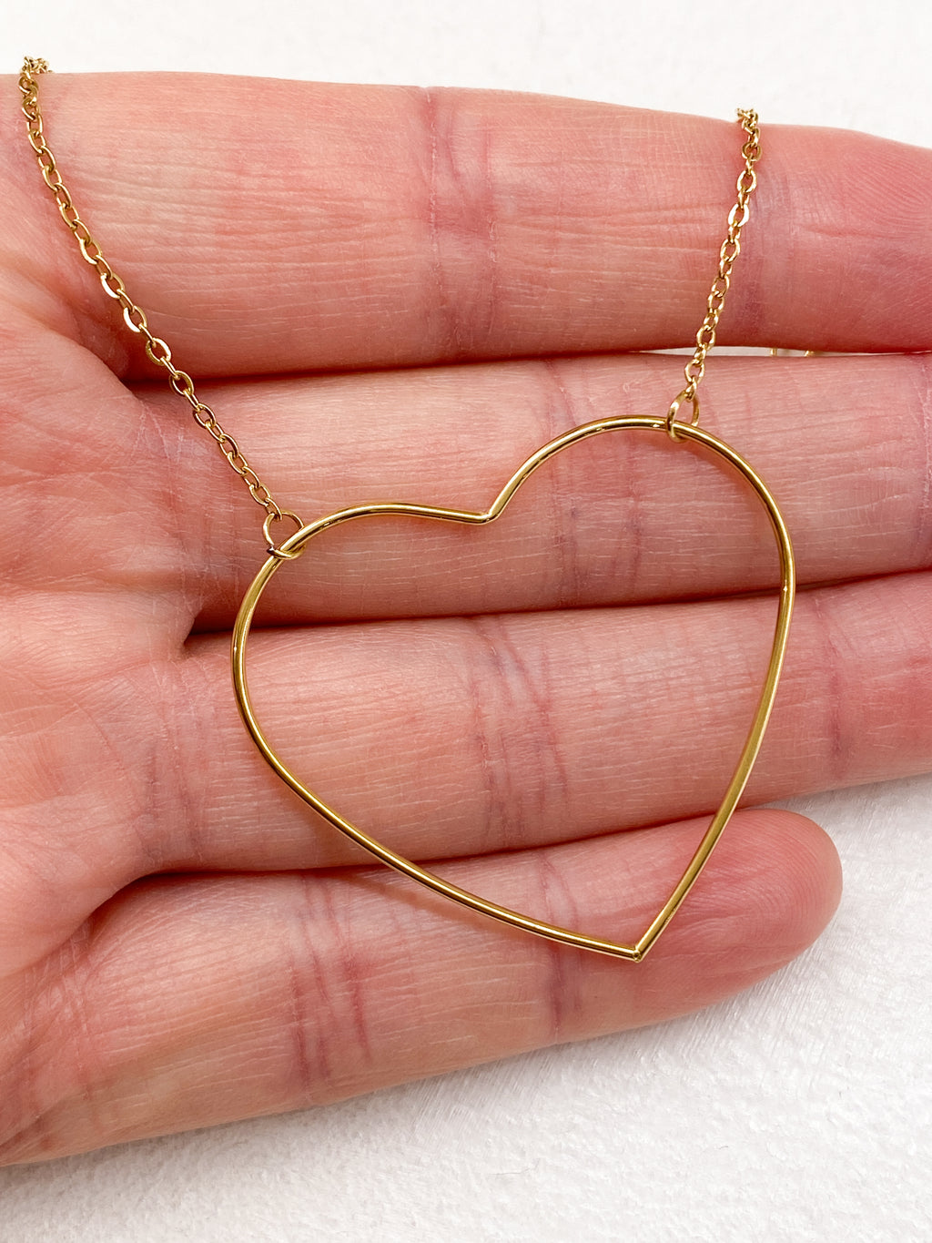 Collier femme grand cœur en acier inoxydable