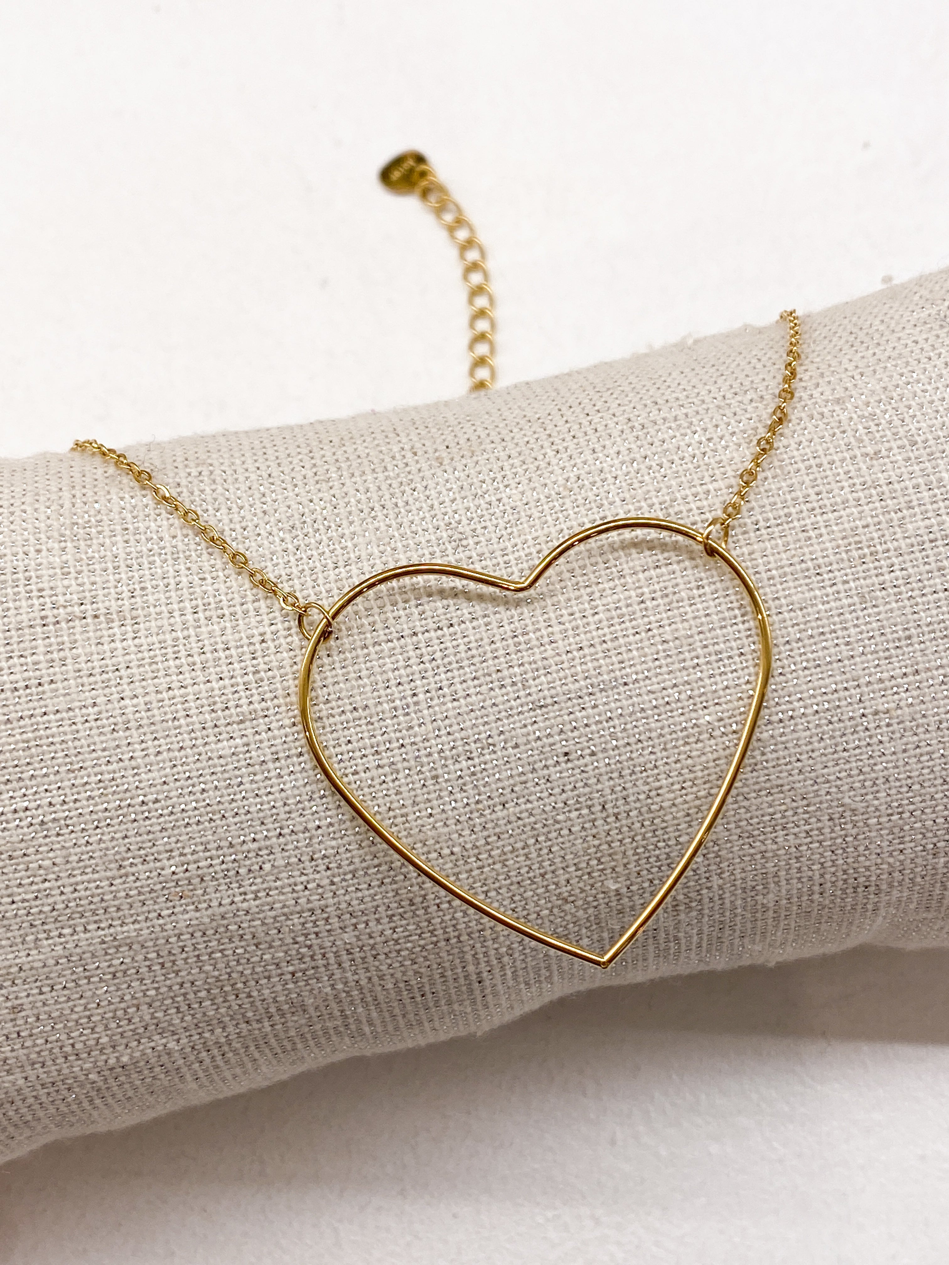 Collier femme grand cœur en acier inoxydable
