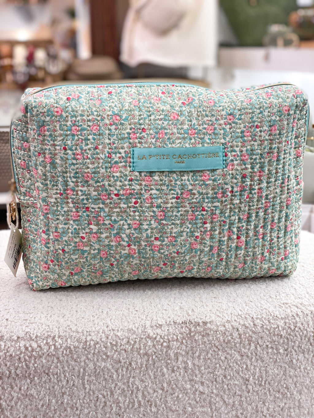 Trousse matelassée fleurie en coton