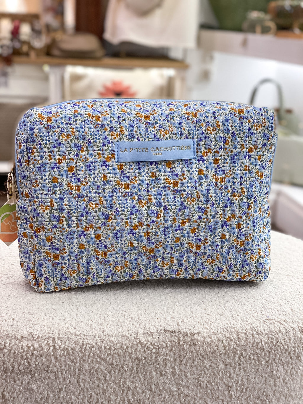 Trousse matelassée fleurie en coton