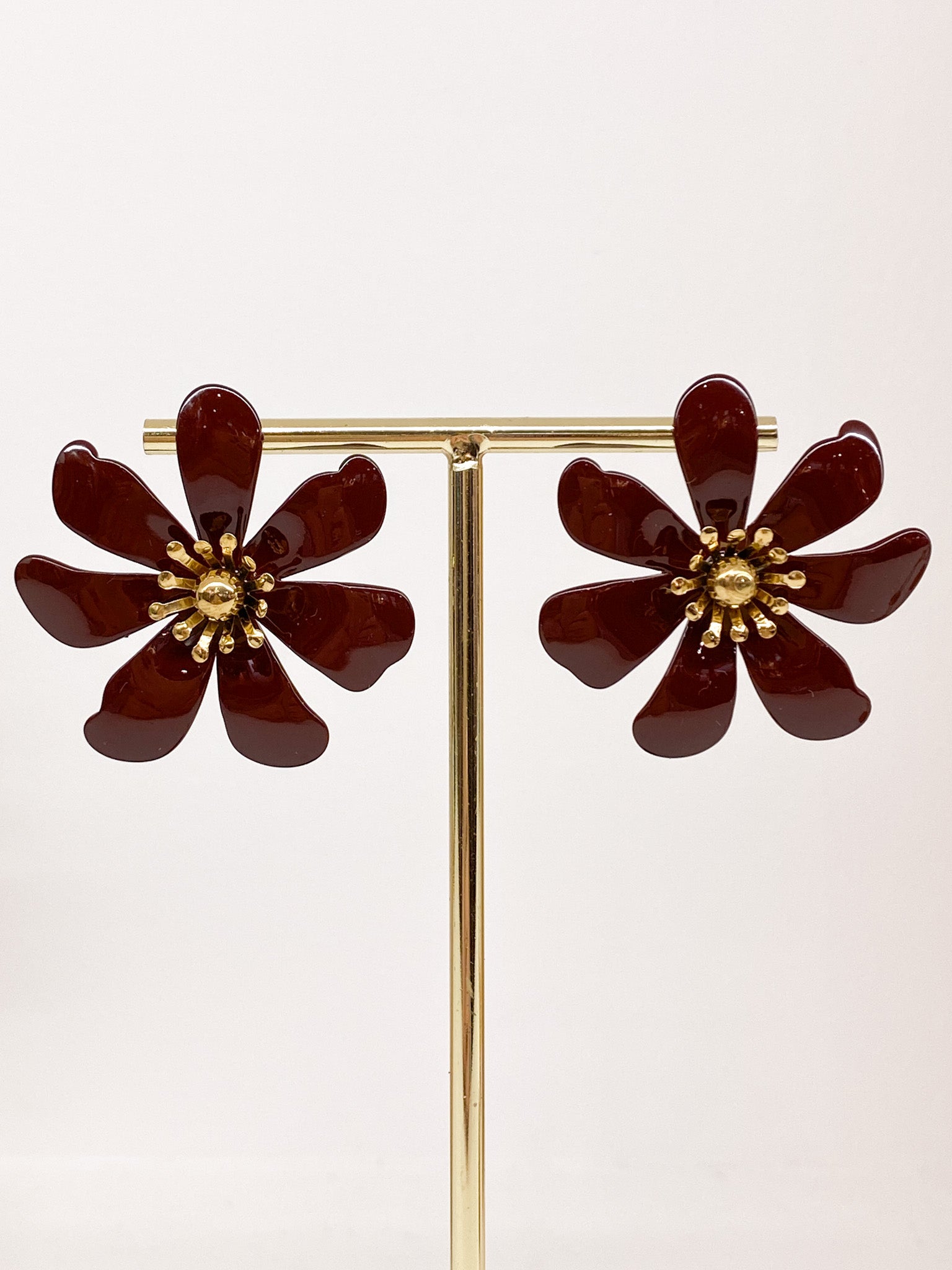 Boucles d’oreilles fleurs émaillées taille moyenne