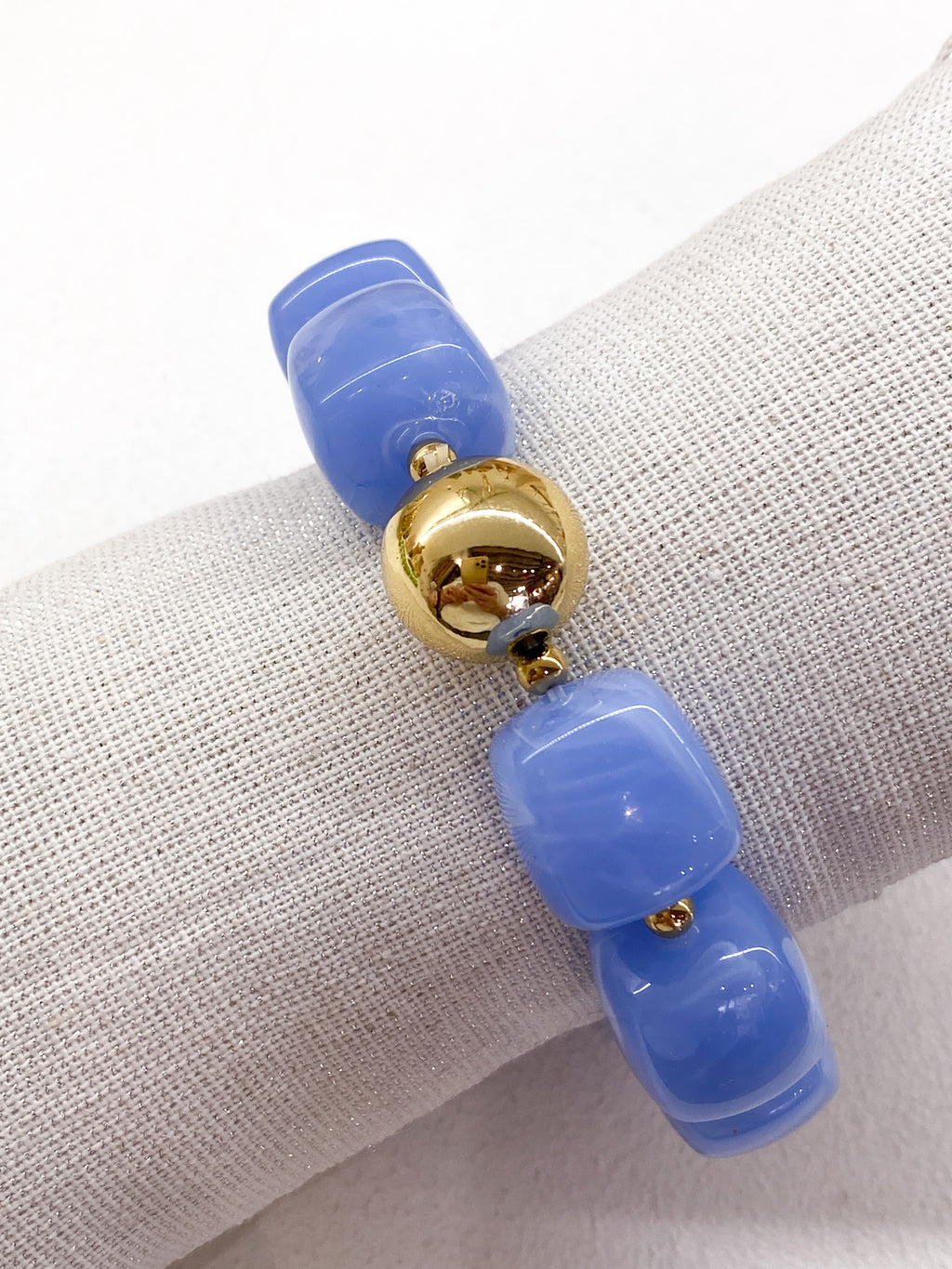 Bracelet élastique perles carrées effet marbré