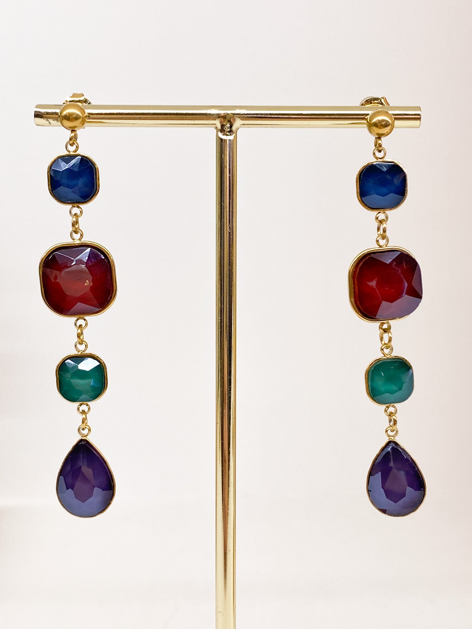 Boucles d’oreilles longues en pâte de verre