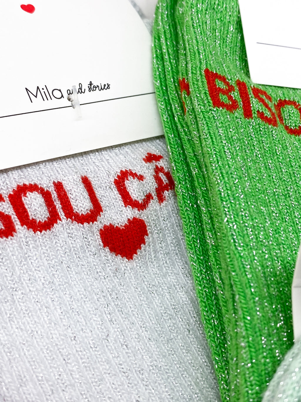 Chaussettes femme Bisou Câlin à paillettes