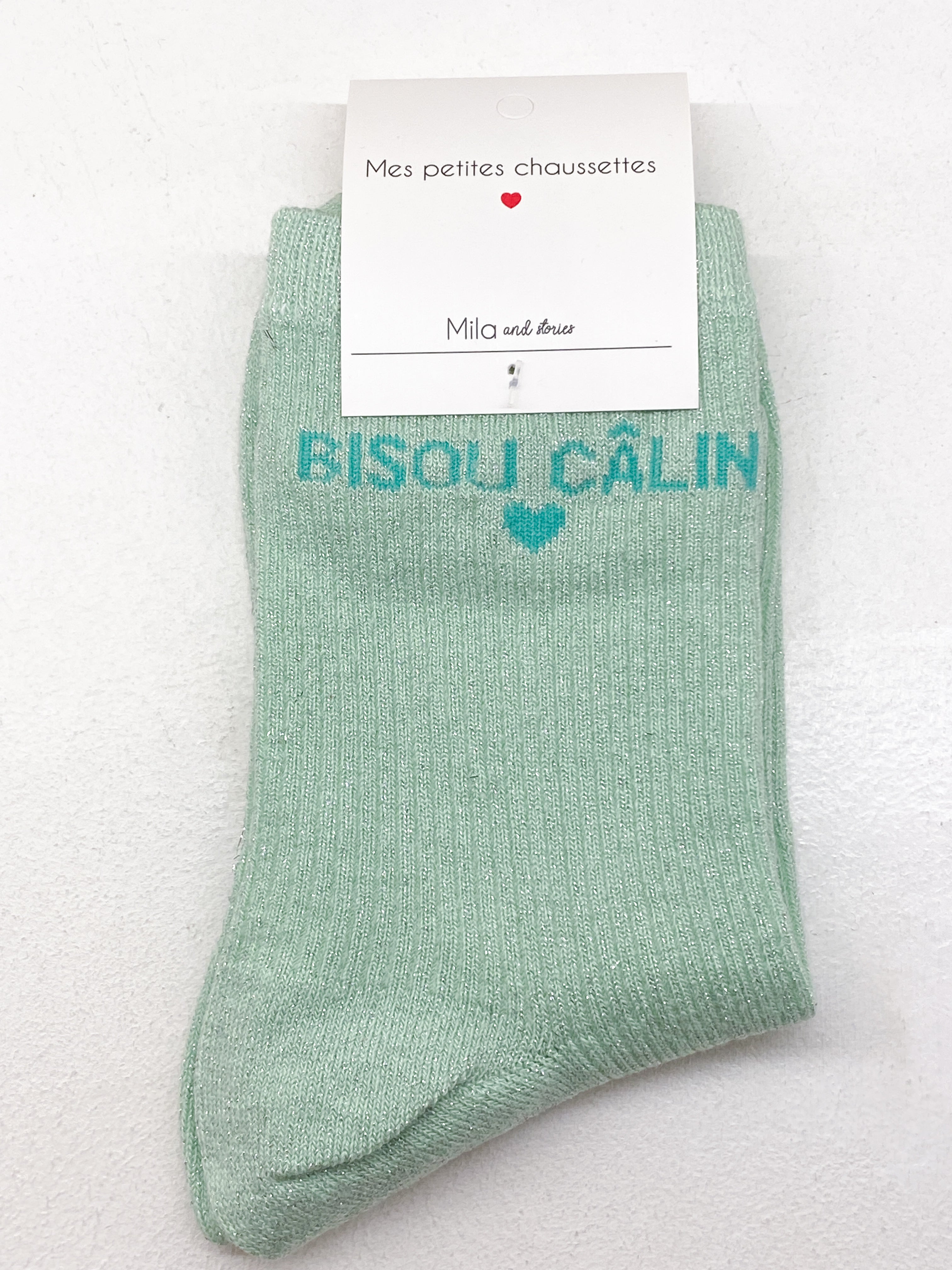 Chaussettes femme Bisou Câlin à paillettes