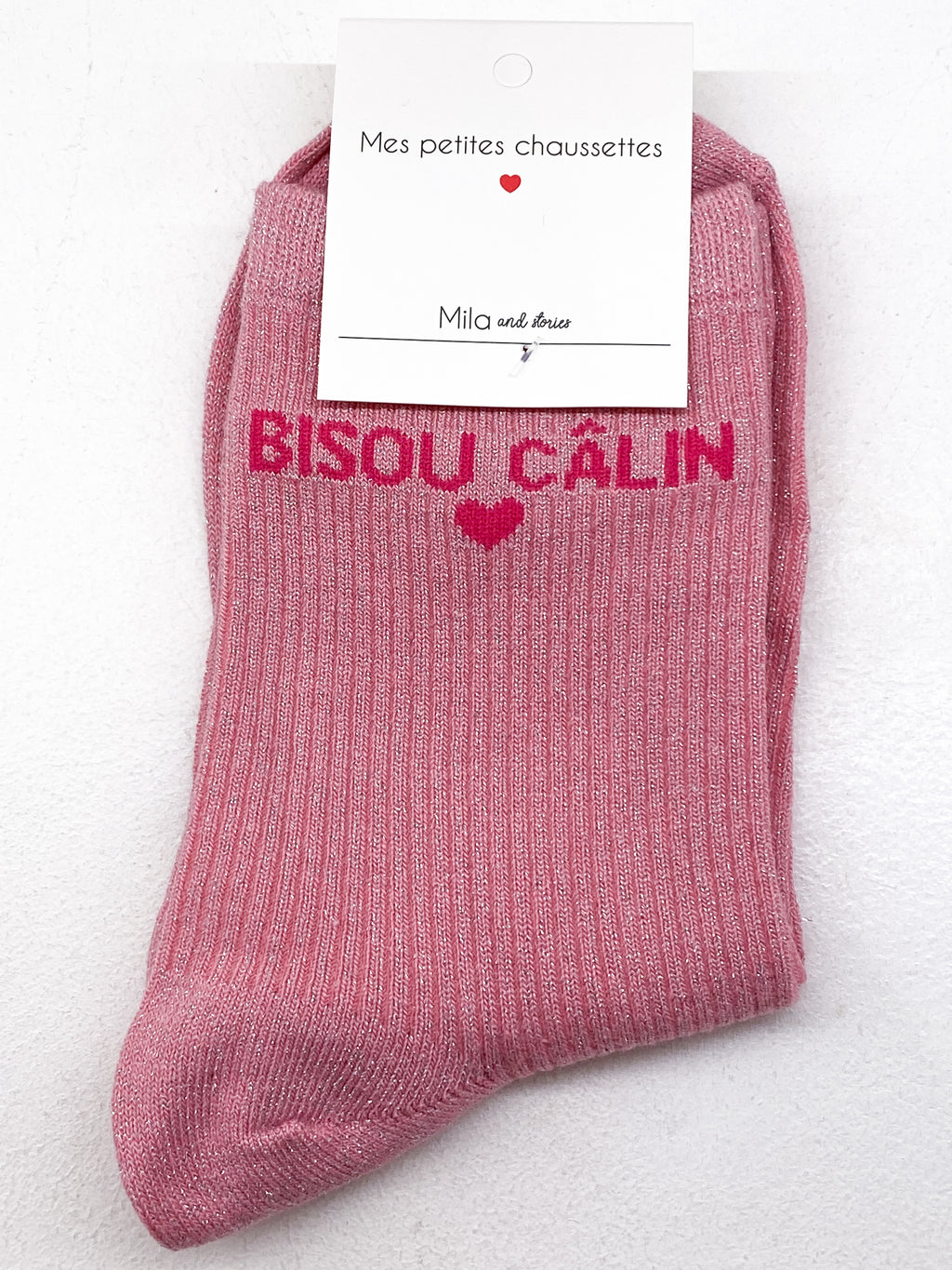 Chaussettes femme Bisou Câlin à paillettes