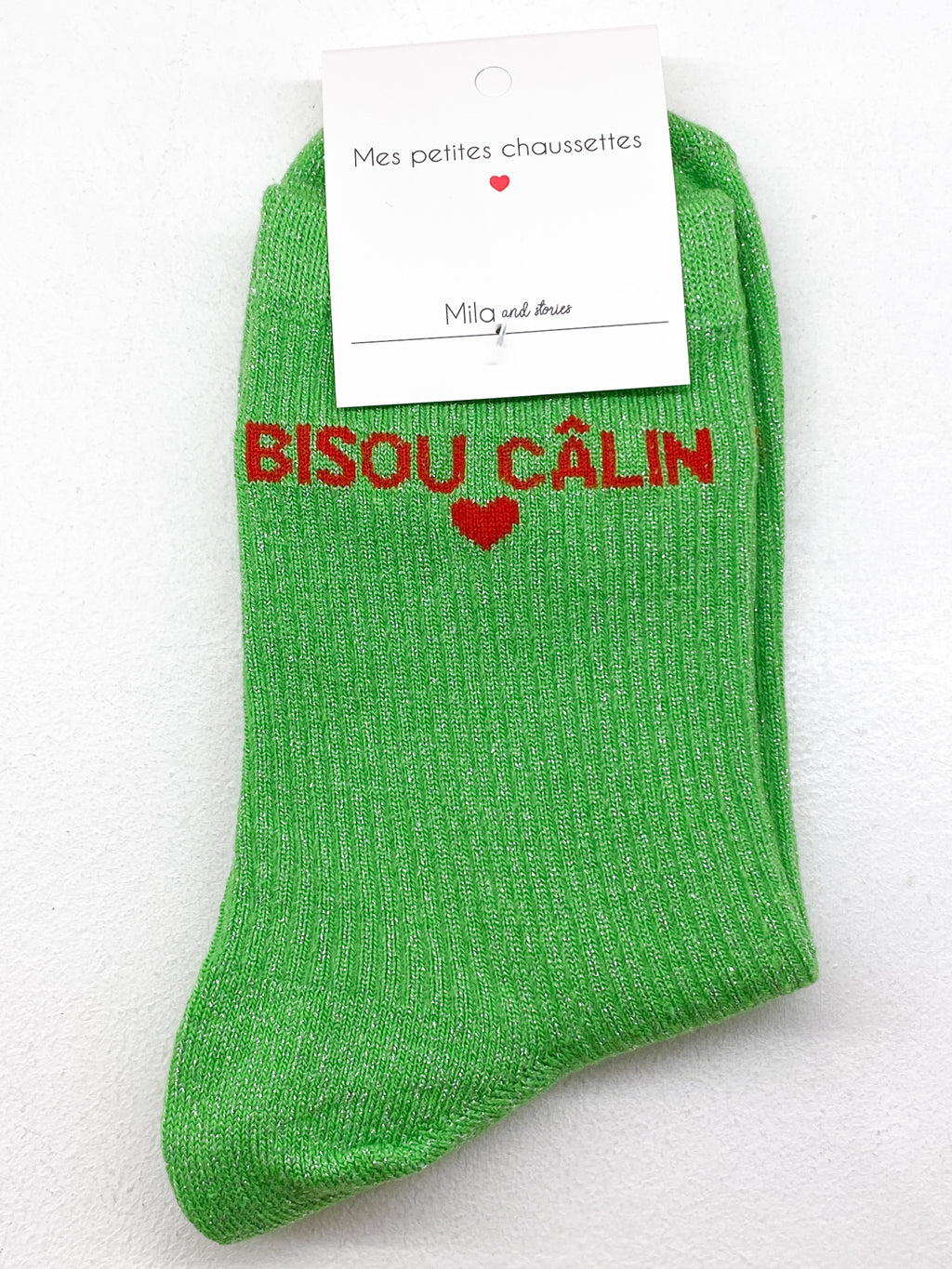 Chaussettes femme Bisou Câlin à paillettes