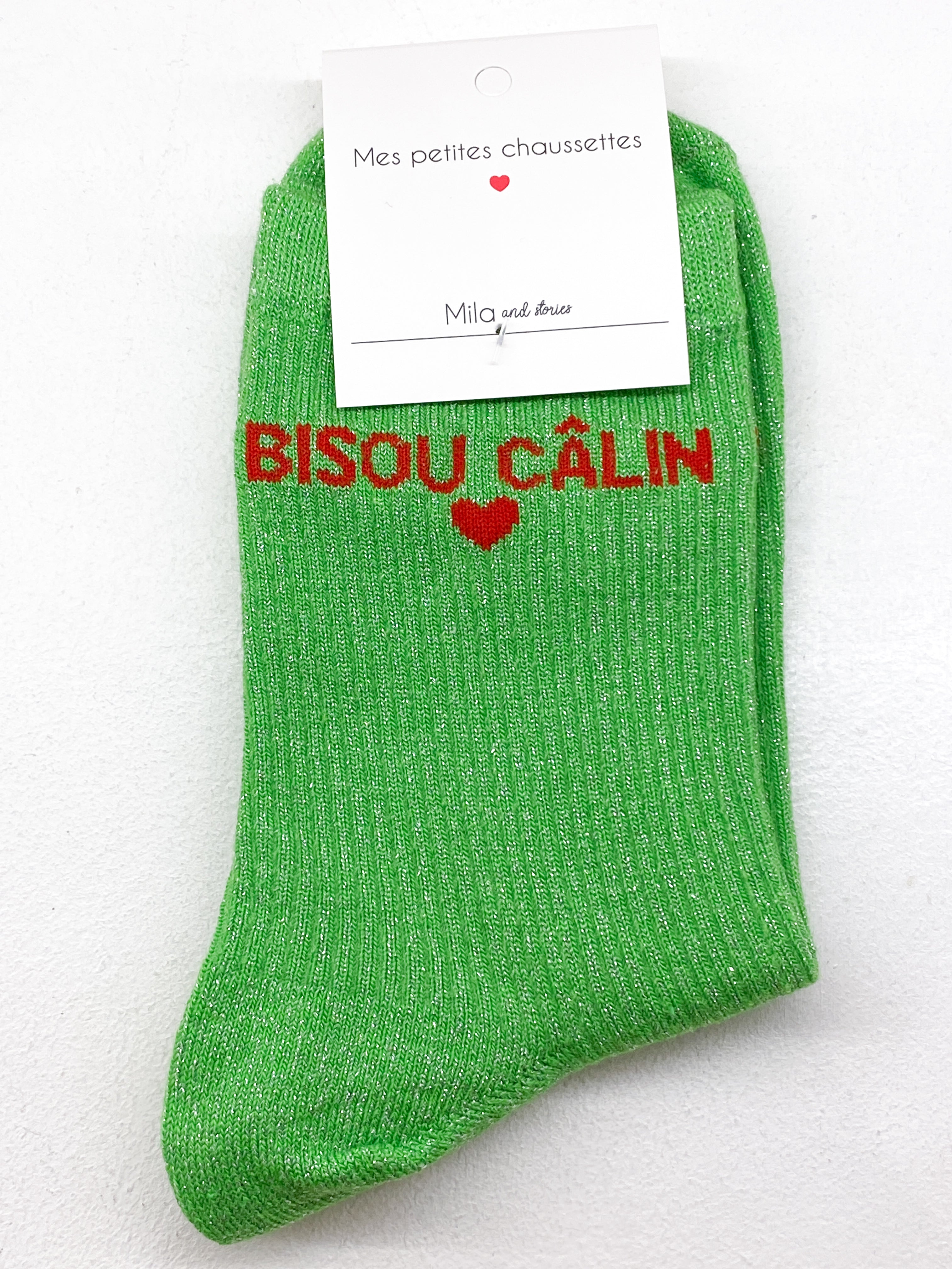 Chaussettes femme Bisou Câlin à paillettes