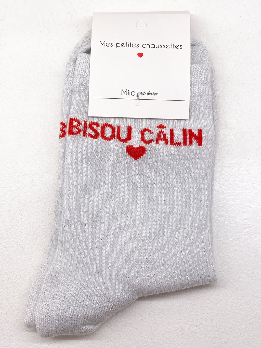 Chaussettes femme Bisou Câlin à paillettes