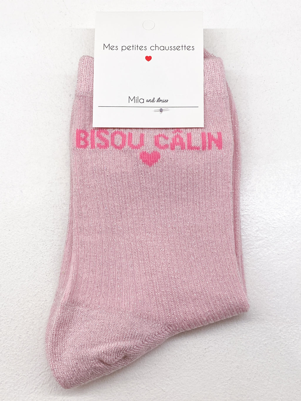Chaussettes femme Bisou Câlin à paillettes