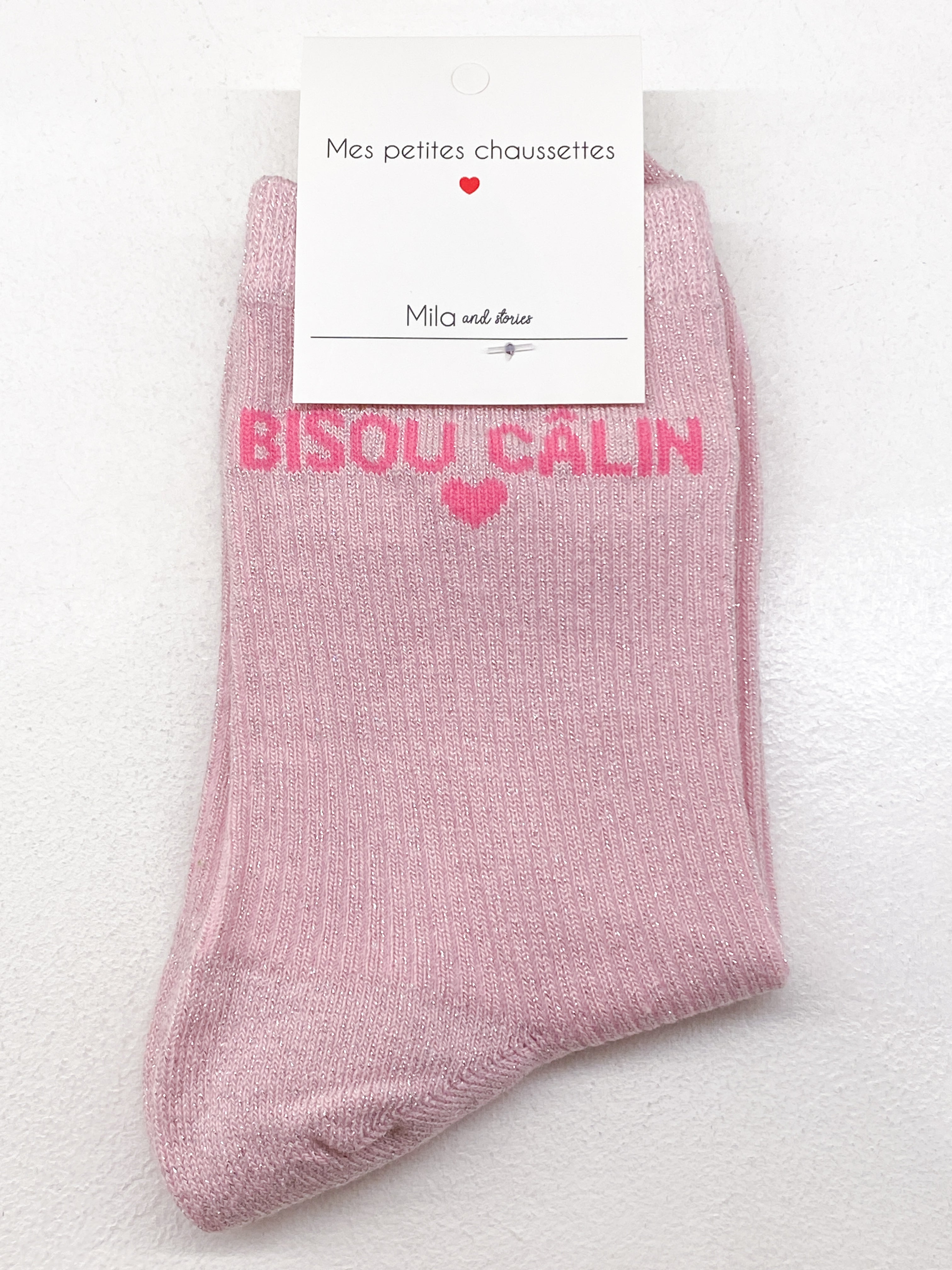 Chaussettes femme Bisou Câlin à paillettes