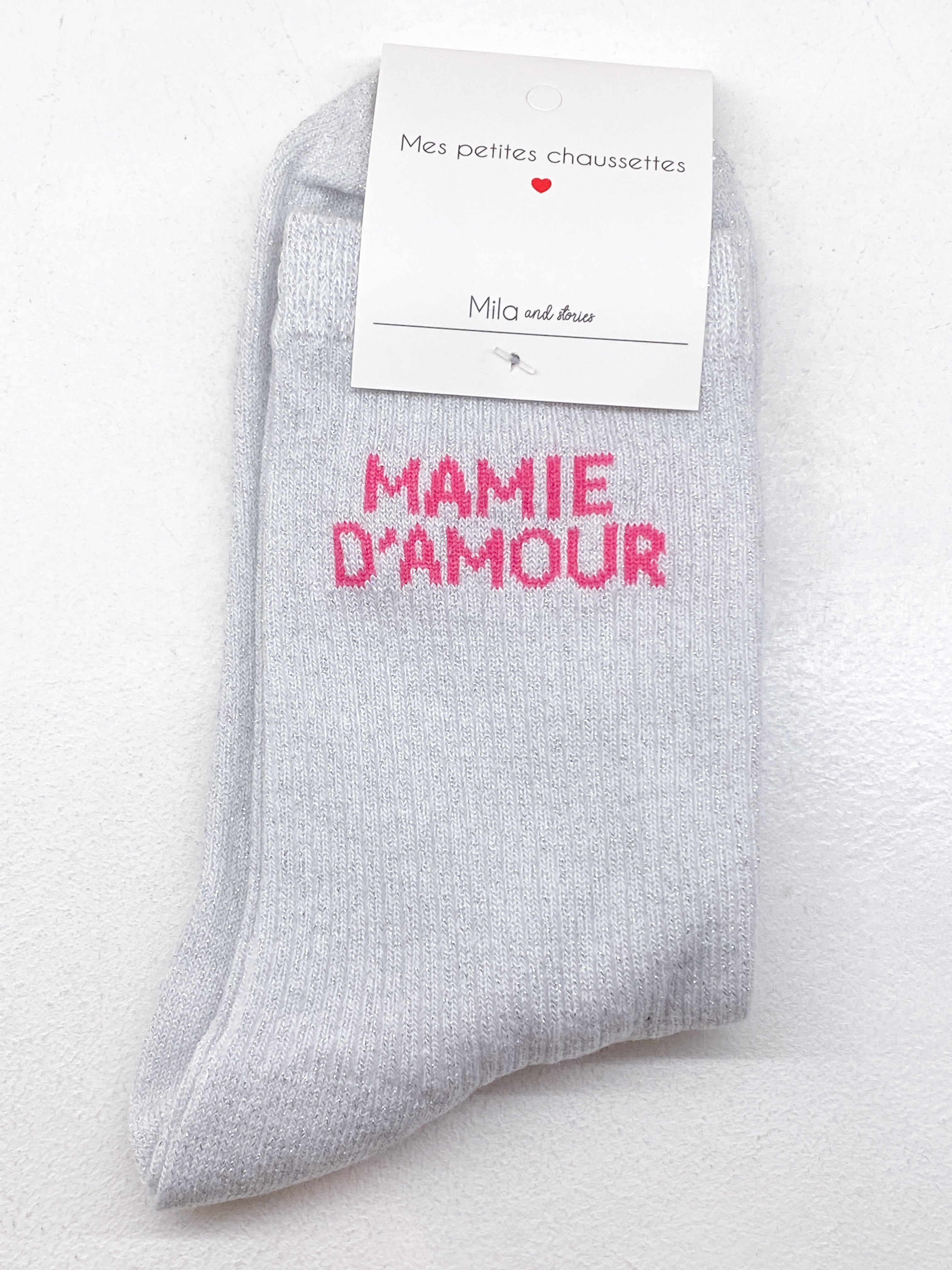 Chaussettes femme Mamie d’Amour à paillettes