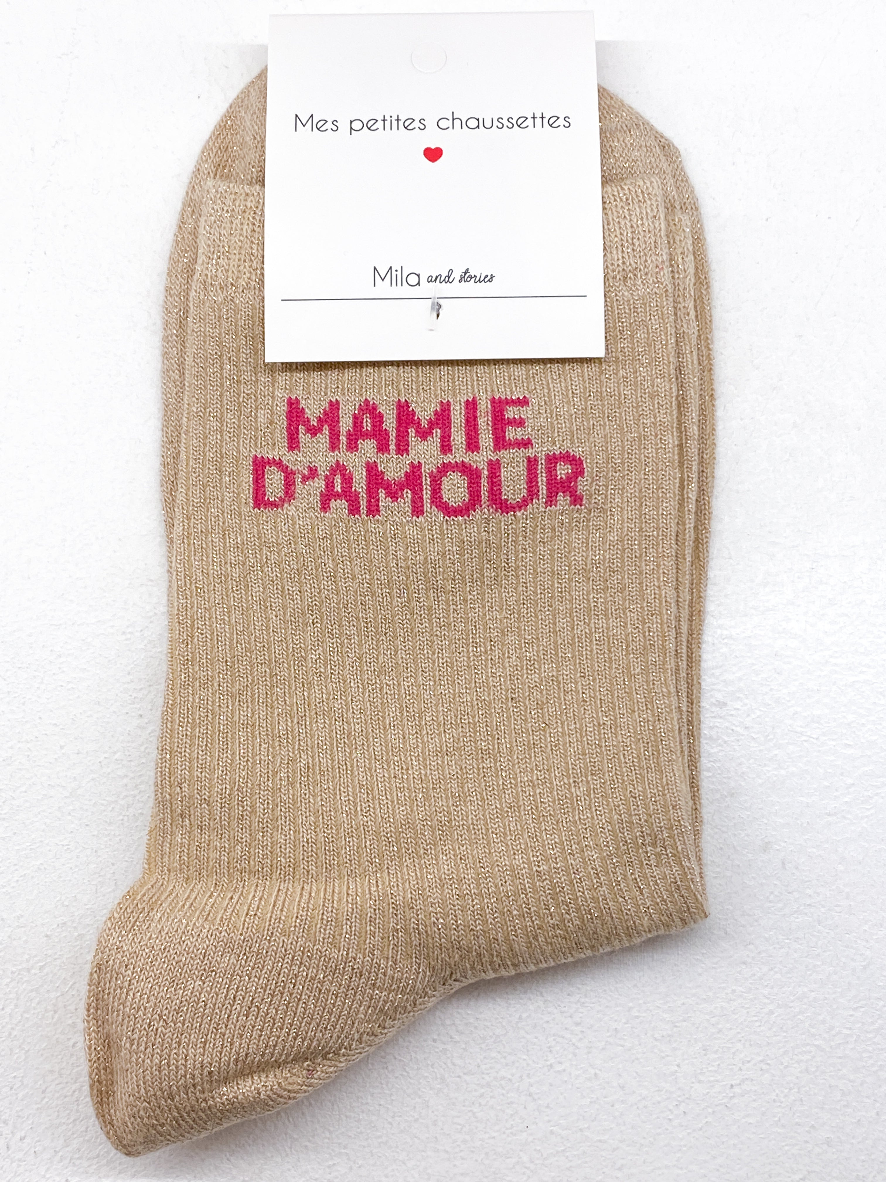 Chaussettes femme Mamie d’Amour à paillettes