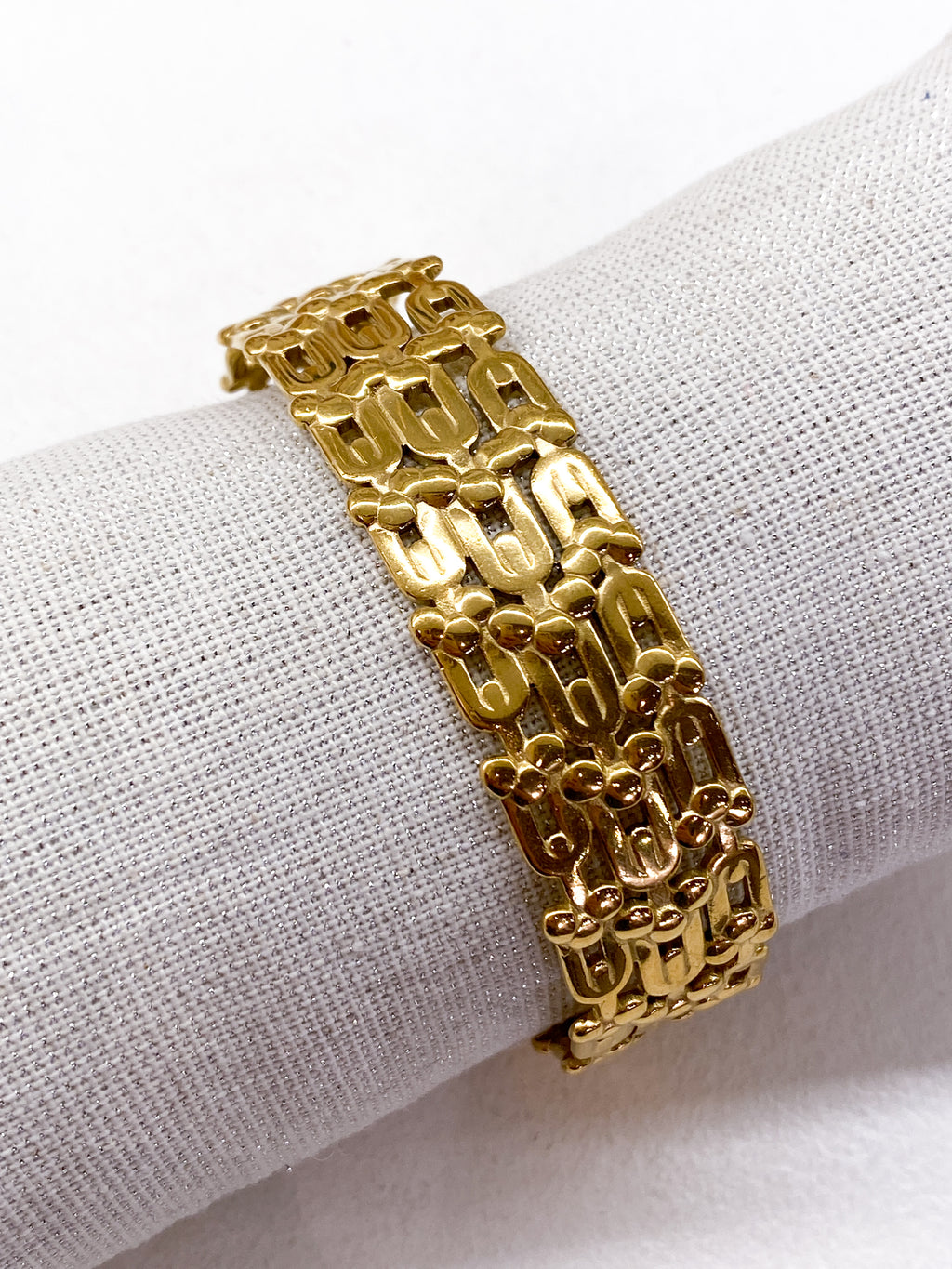 Bracelet jonc triple rang maillons en acier inoxydable