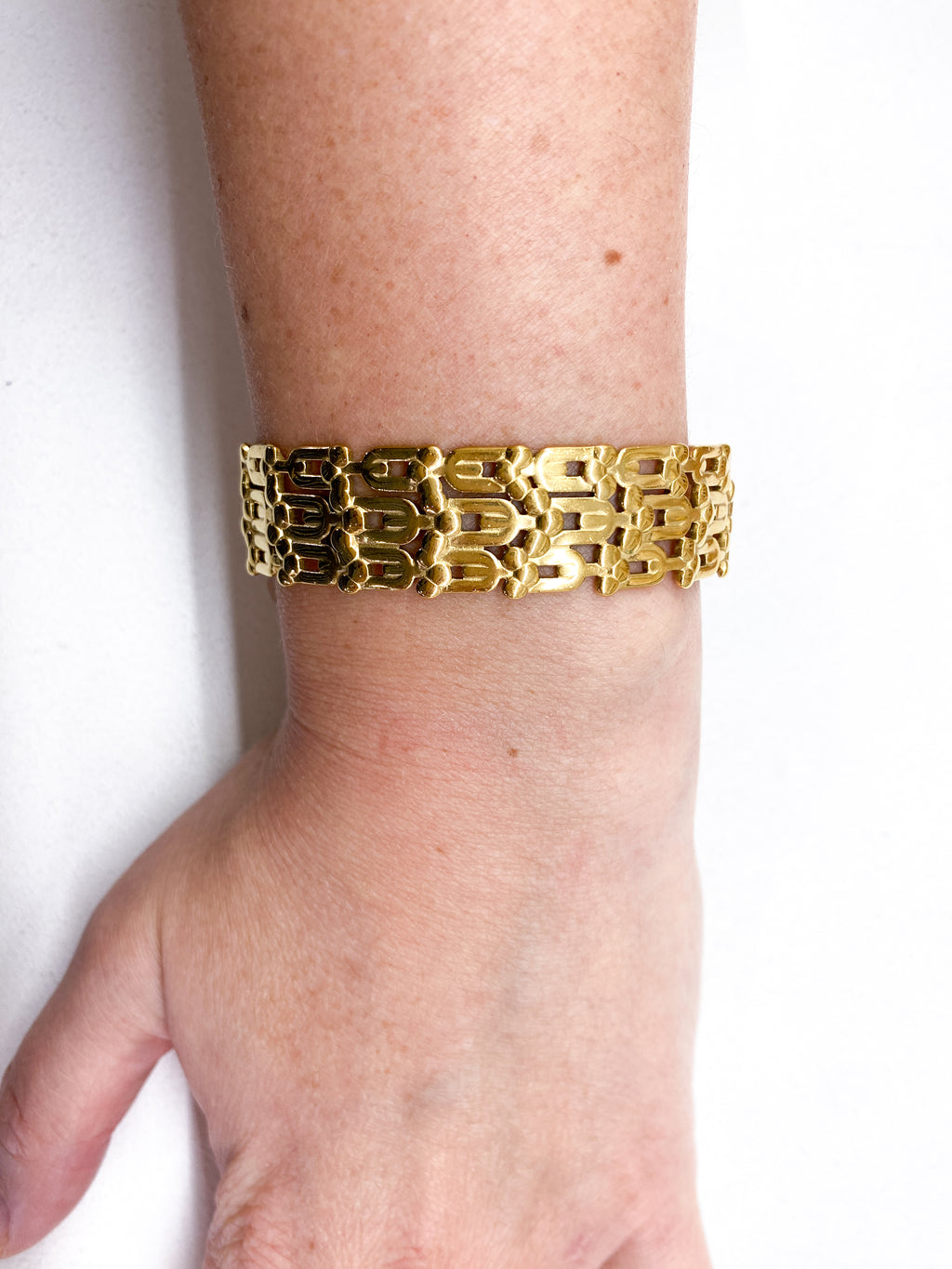Bracelet jonc triple rang maillons en acier inoxydable