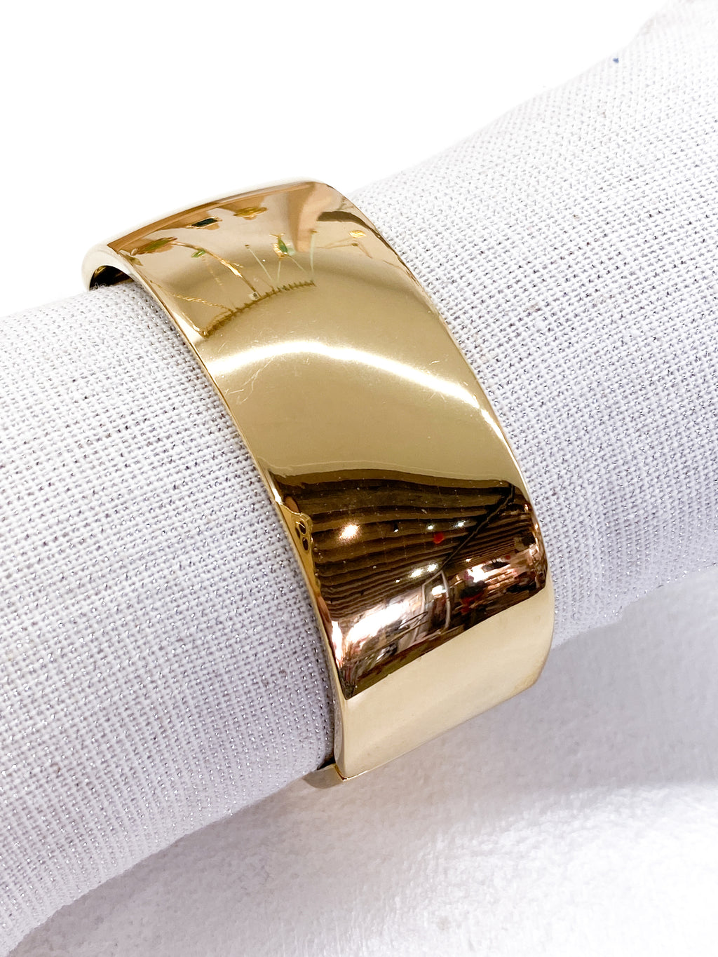 Bracelet jonc large en acier inoxydable poli miroir