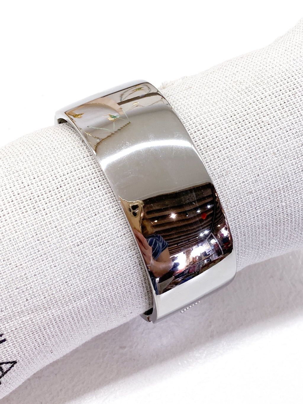 Bracelet jonc large en acier inoxydable poli miroir