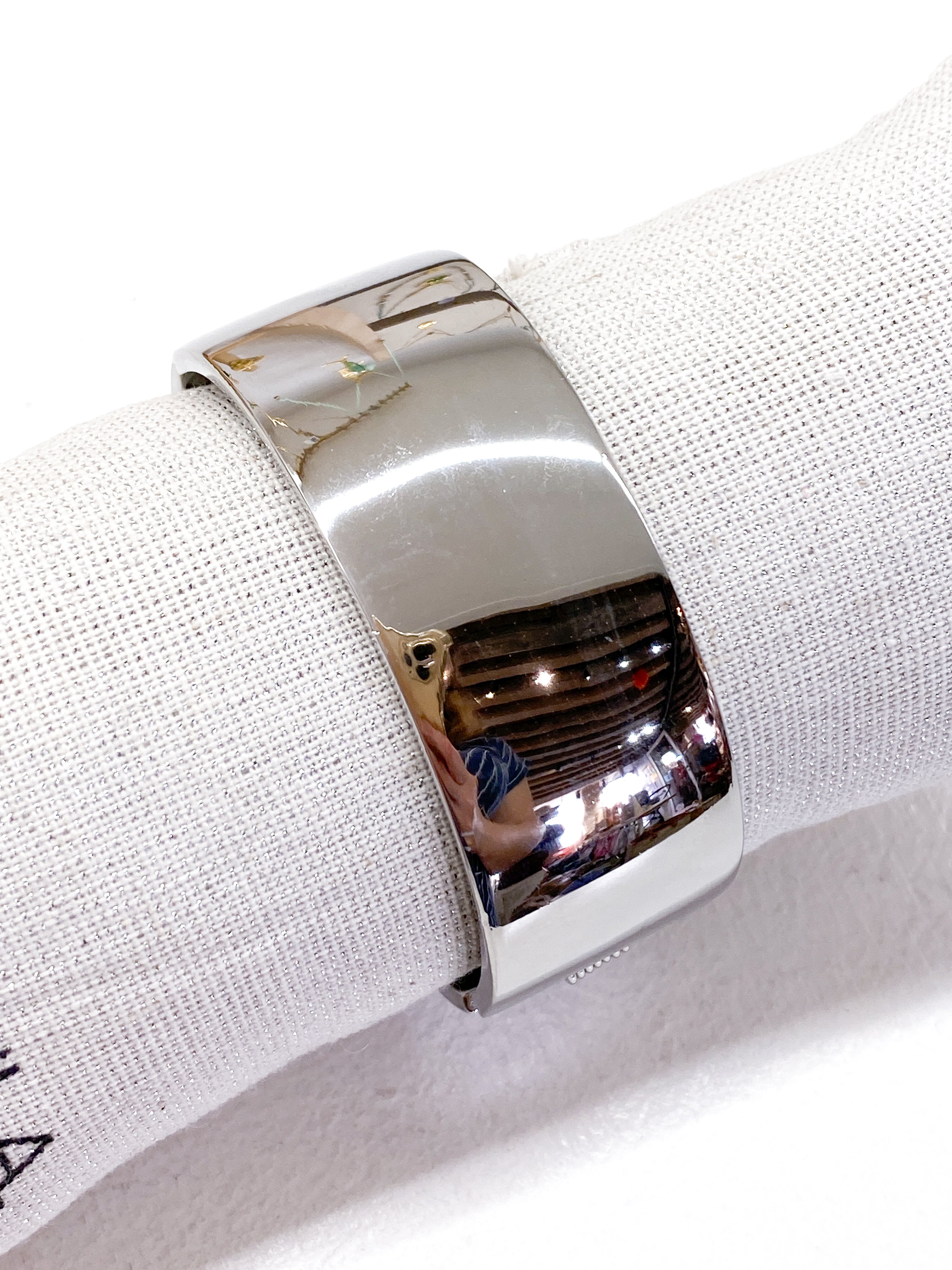 Bracelet jonc large en acier inoxydable poli miroir