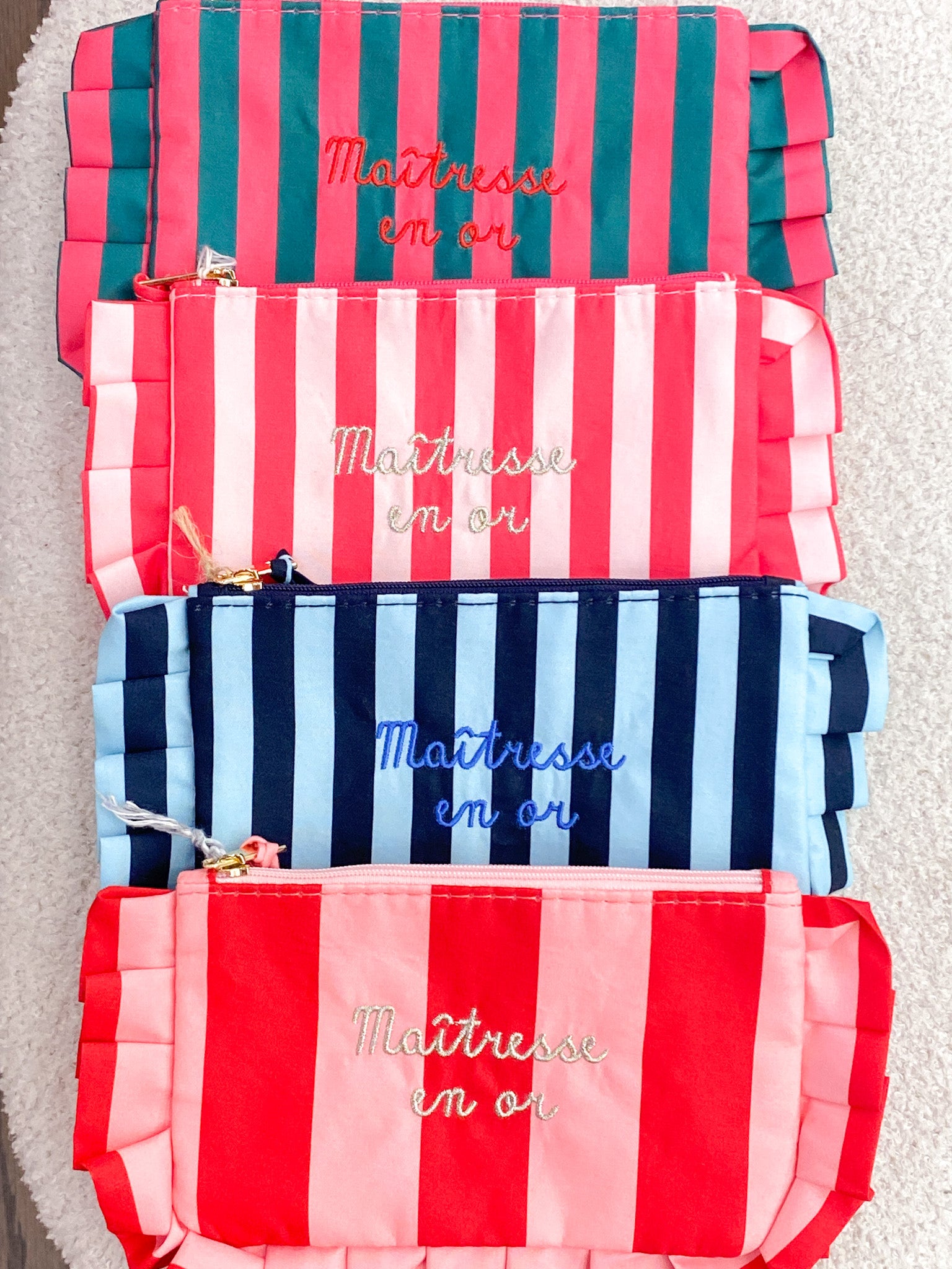 Pochette rayée à volants Maîtresse en Or