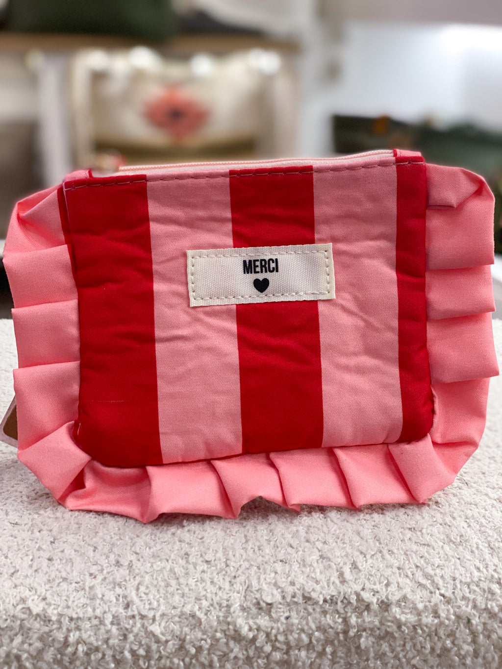 Pochette à volants message Nounou, ATSEM ou Merci