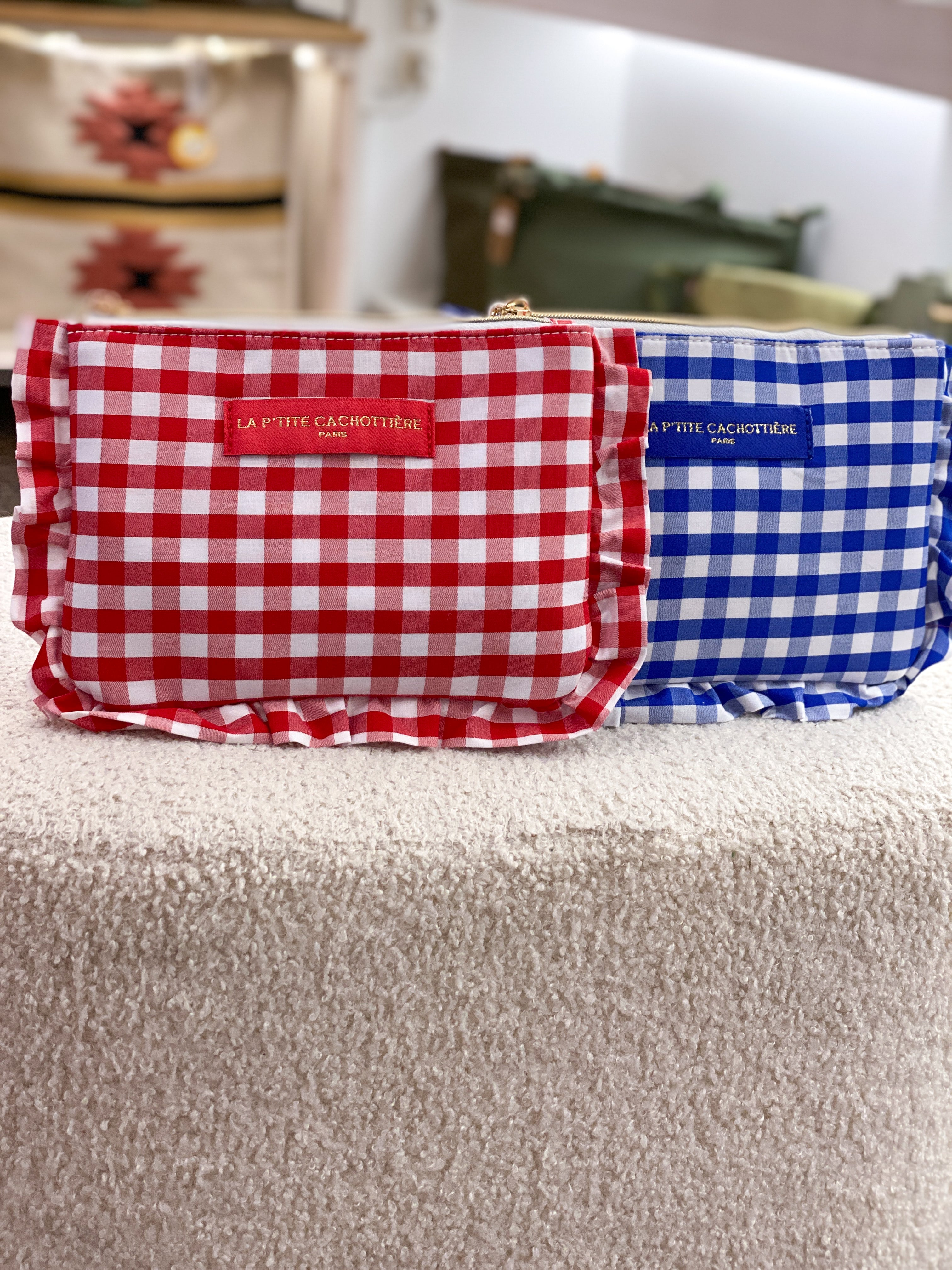 Pochette à carreaux Vichy en coton avec volants